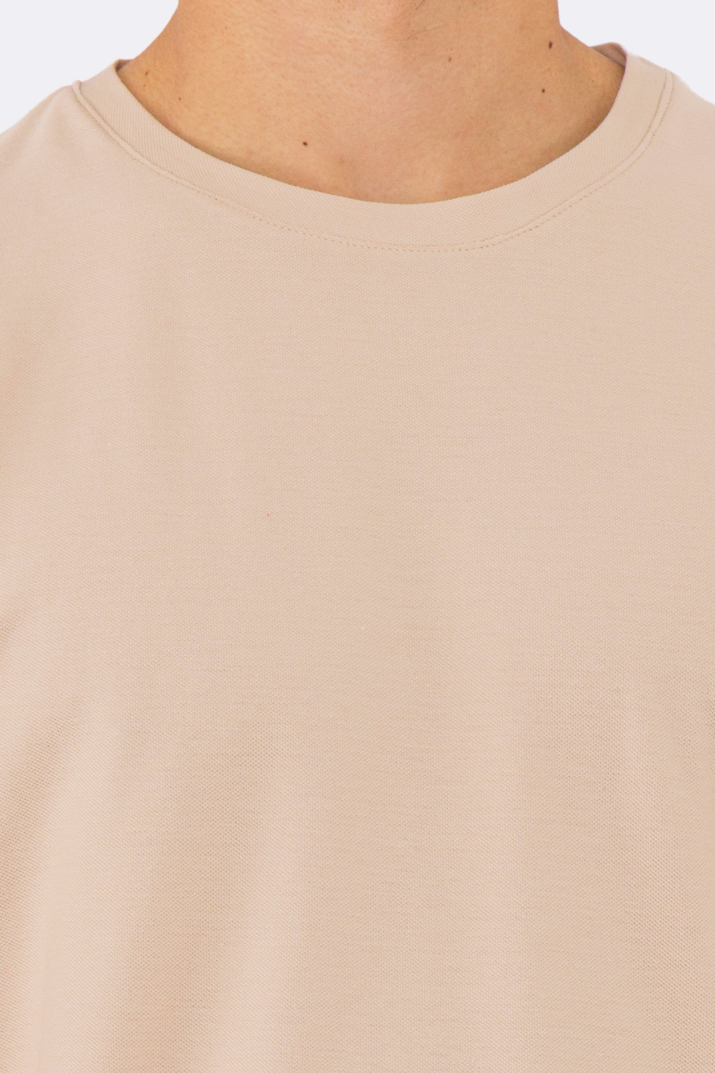 T-shirt da uomo Beige in piquet 100% cotone mezza manica slim fit tinta unita Made In Italy