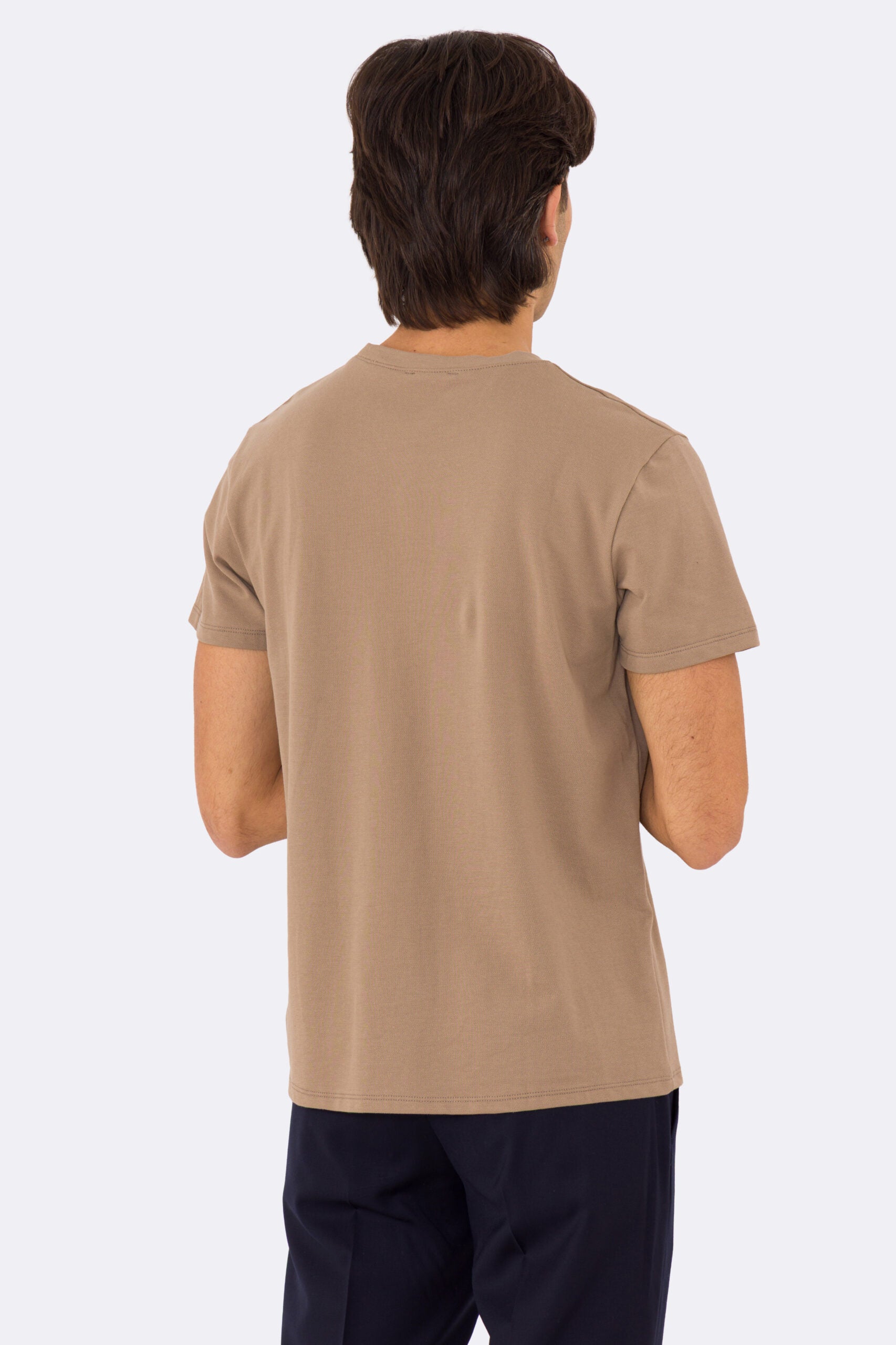 T-shirt da uomo Fango in piquet 100% cotone mezza manica slim fit tinta unita Made In Italy