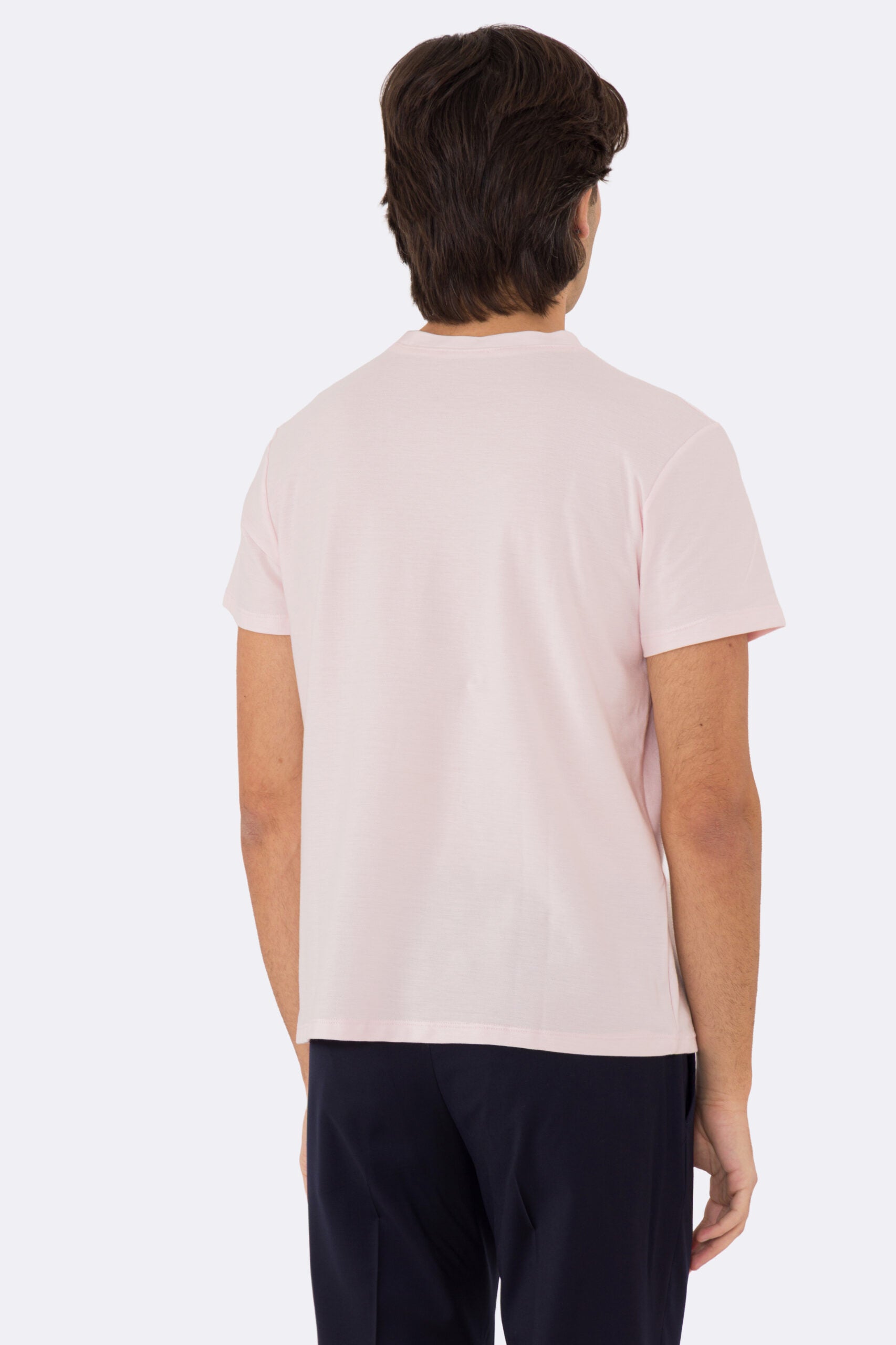 T-shirt da uomo Rosa in piquet 100% cotone mezza manica slim fit tinta unita Made In Italy