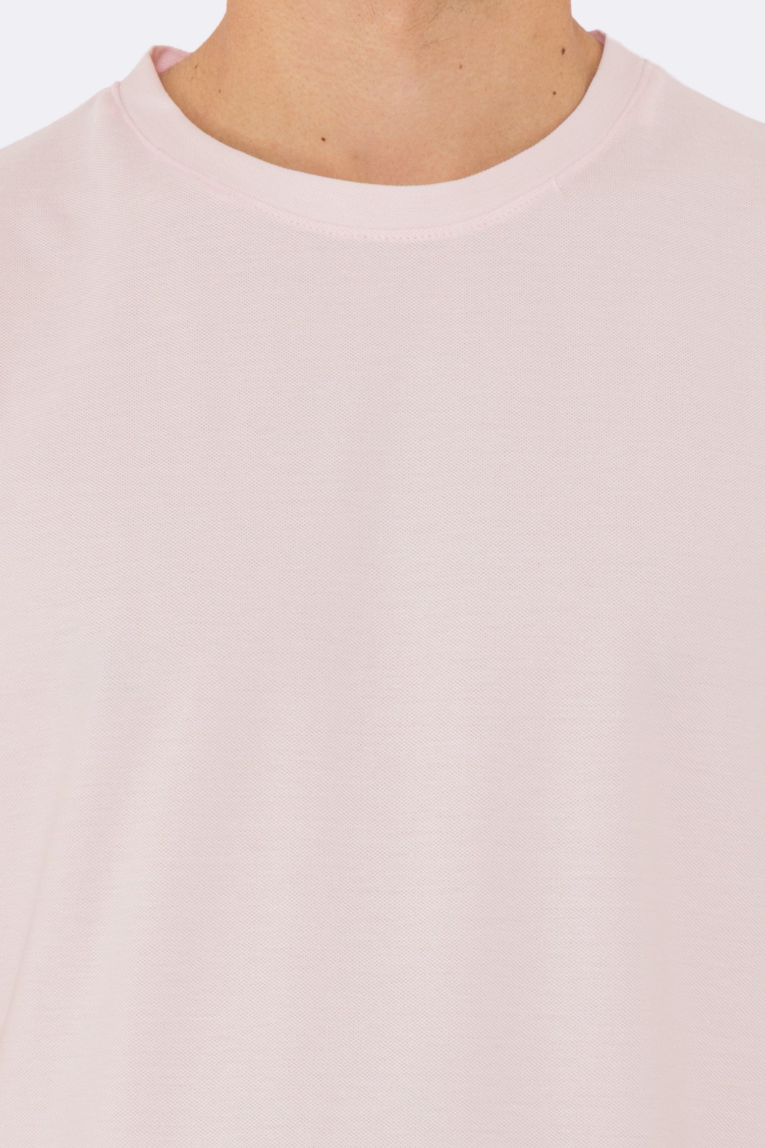 T-shirt da uomo Rosa in piquet 100% cotone mezza manica slim fit tinta unita Made In Italy