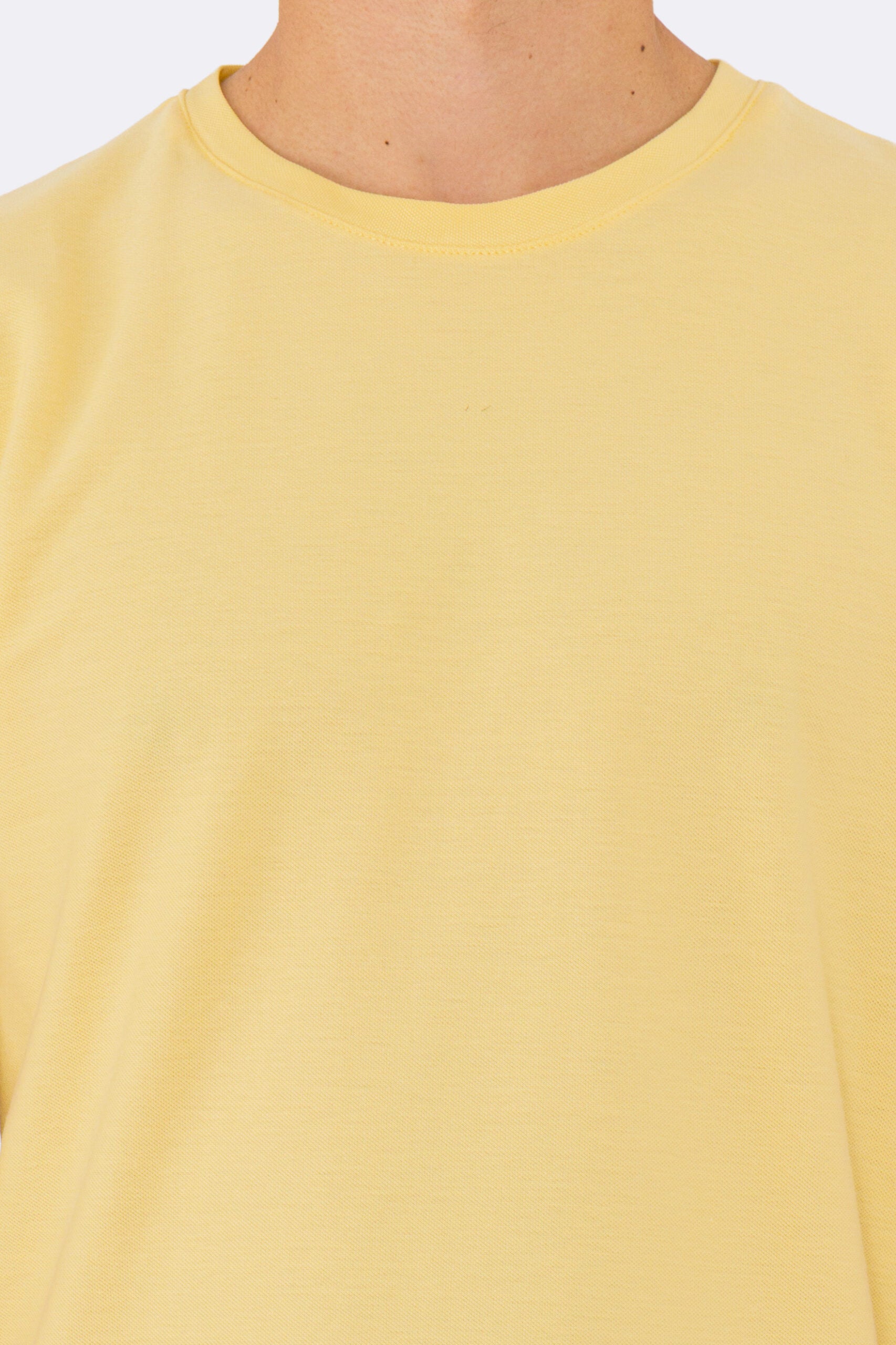 T-shirt da uomo Gialla in piquet 100% cotone mezza manica slim fit tinta unita Made In Italy