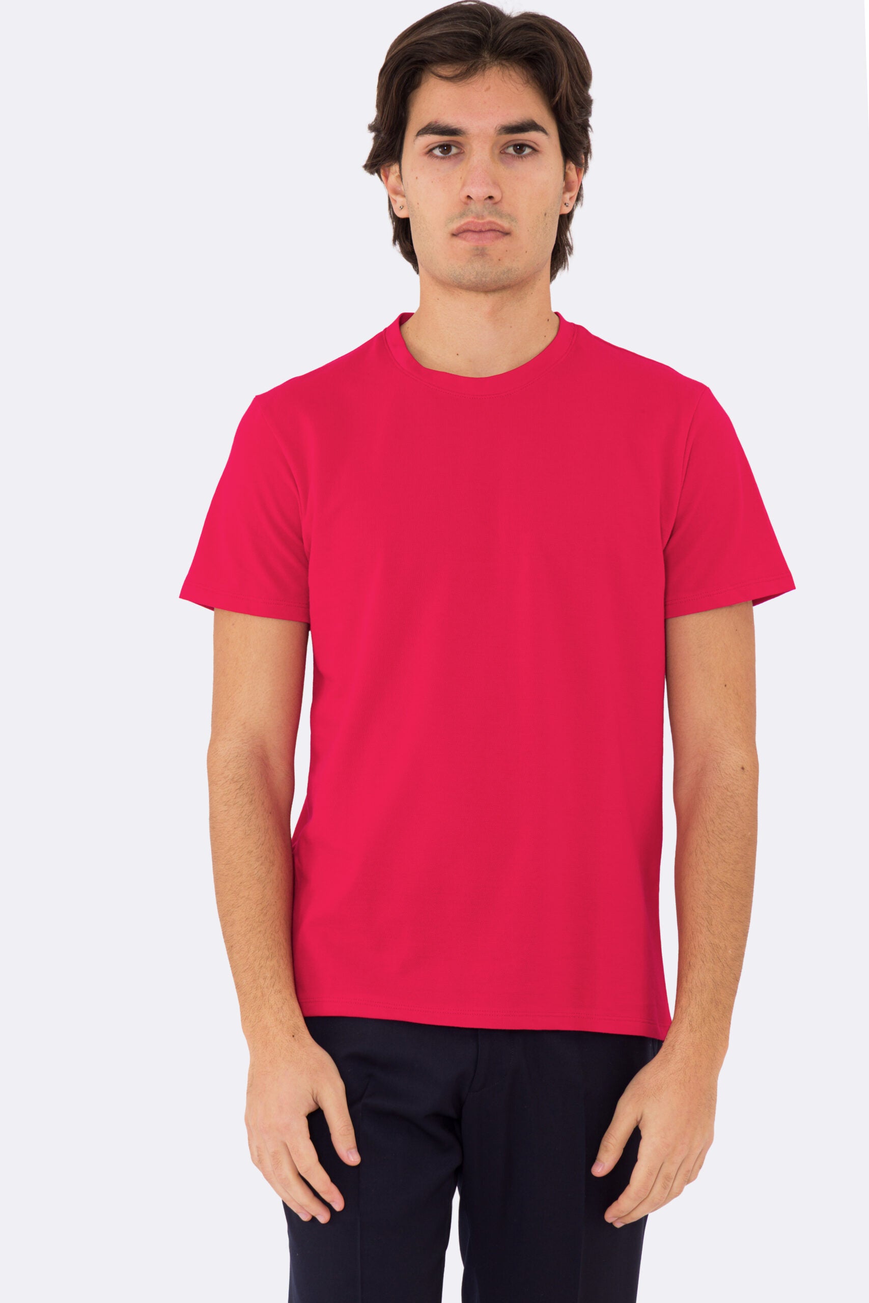 T-shirt da uomo Rossa in piquet 100% cotone mezza manica slim fit tinta unita Made In Italy