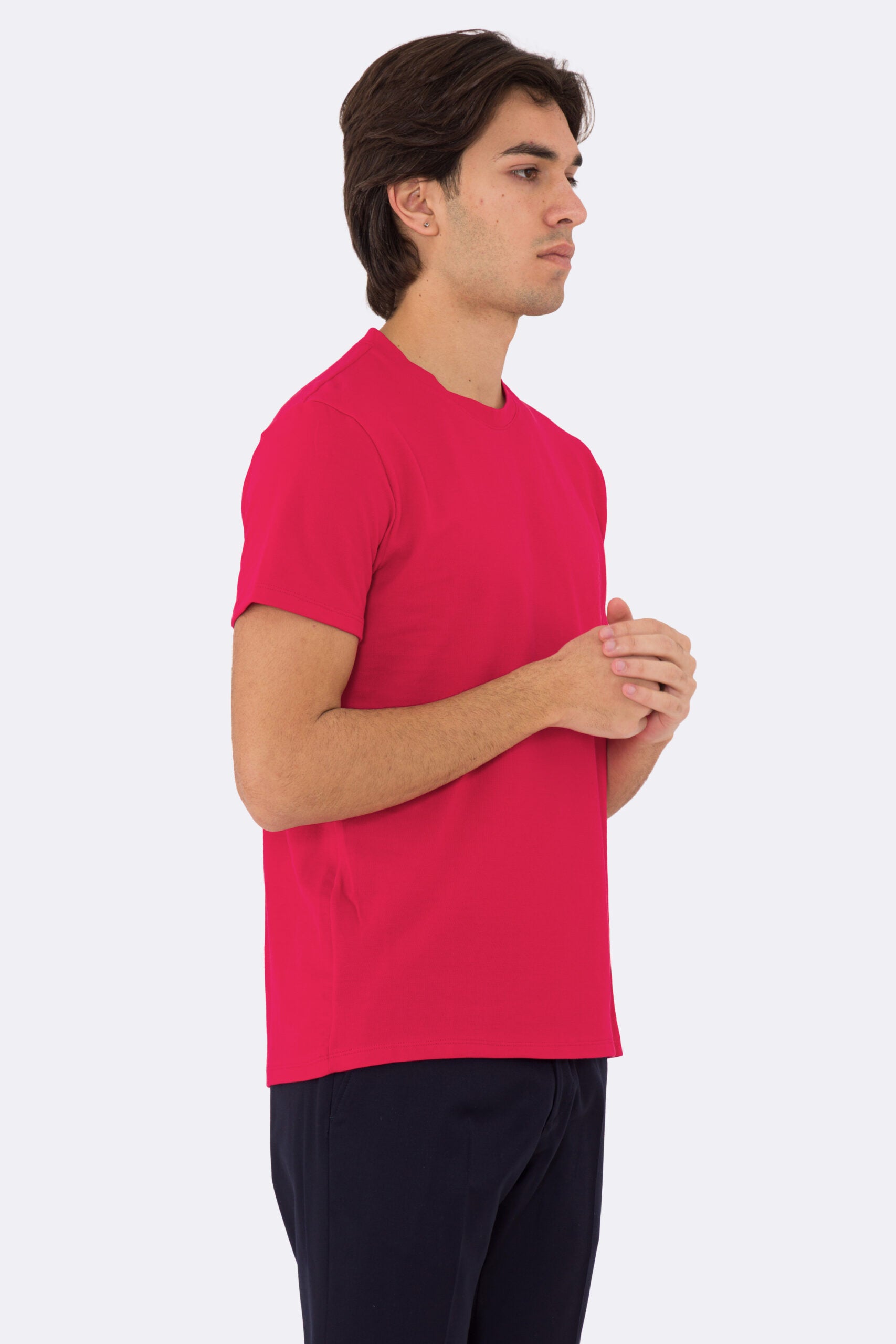 T-shirt da uomo Rossa in piquet 100% cotone mezza manica slim fit tinta unita Made In Italy