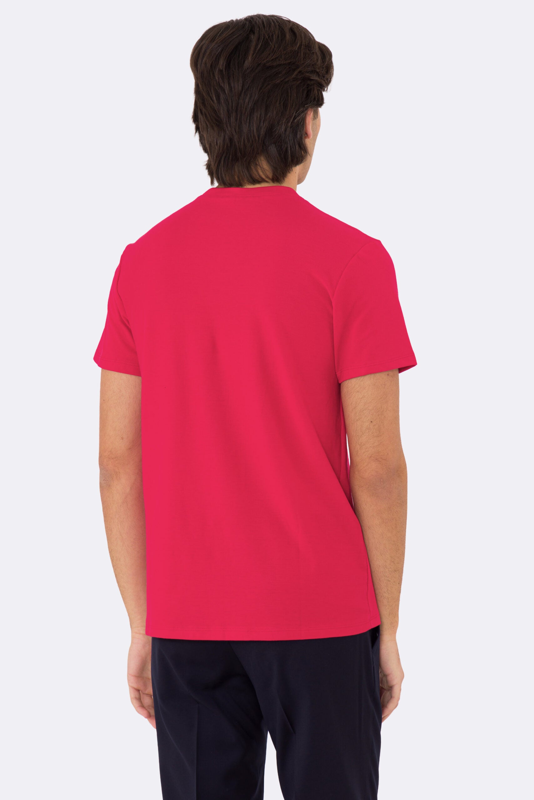 T-shirt da uomo Rossa in piquet 100% cotone mezza manica slim fit tinta unita Made In Italy
