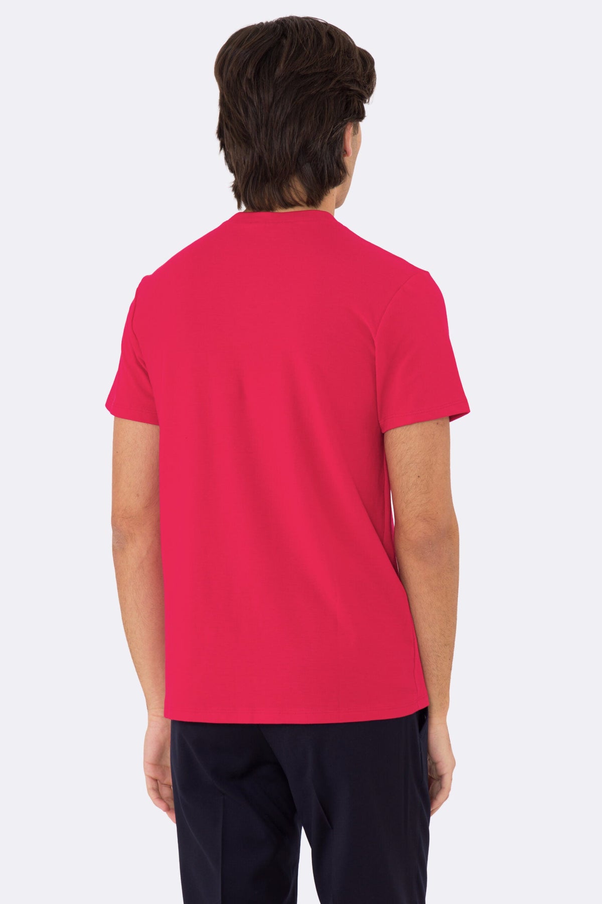 T-shirt da uomo Rossa in piquet 100% cotone mezza manica slim fit tinta unita Made In Italy