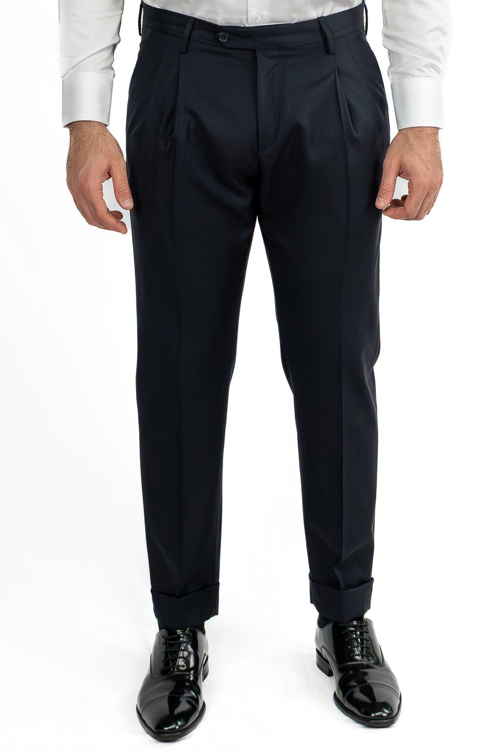 Abito blu Doppiopetto fresco lana Tessuto Vitale Barberis Canonico completamente sfoderato con Rever a lancia e tasche a filetto