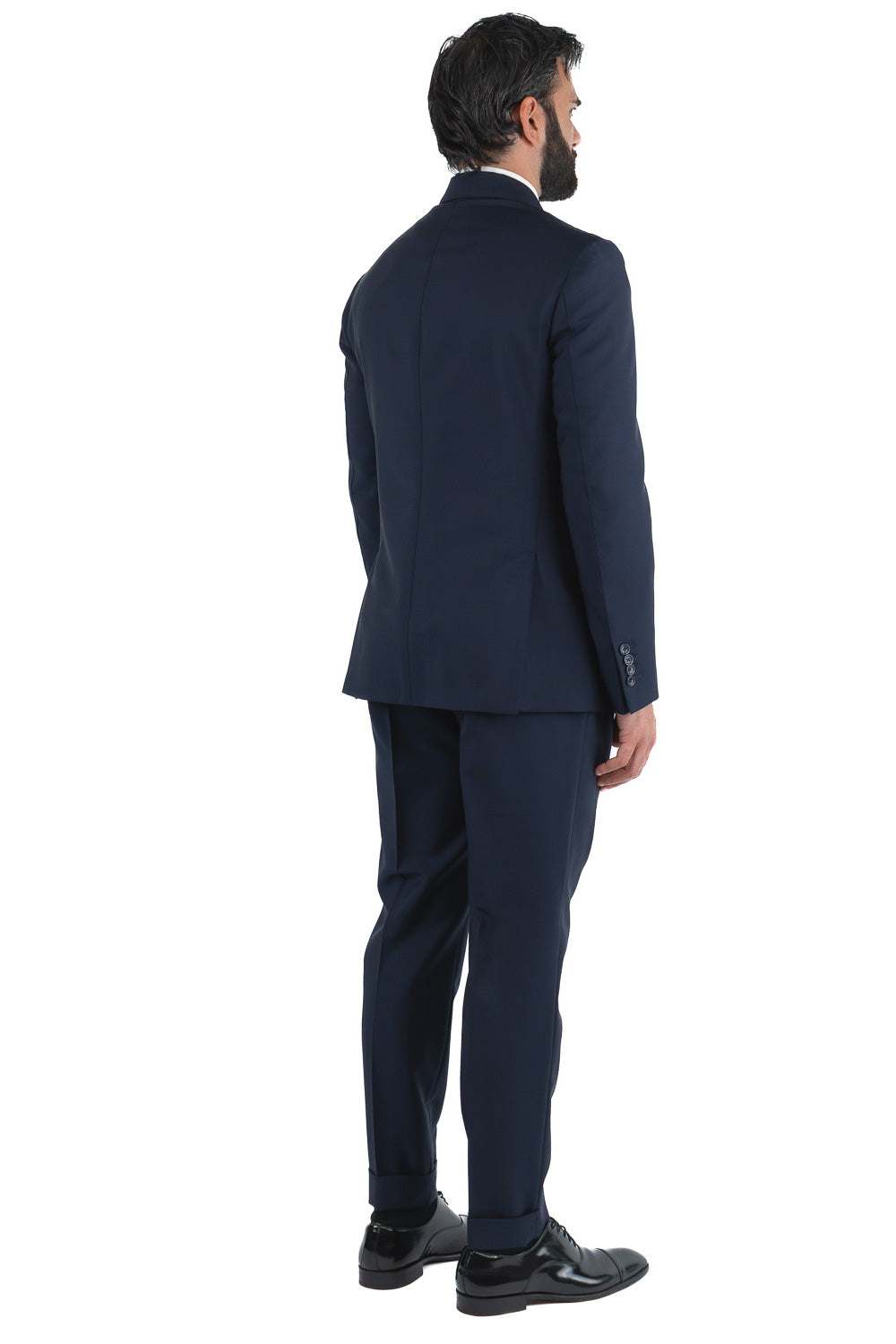 Abito uomo blu lana mohair TessutiVitale Barberis Canonico completamente sfoderato con Rever a lancia e tasche a filetto