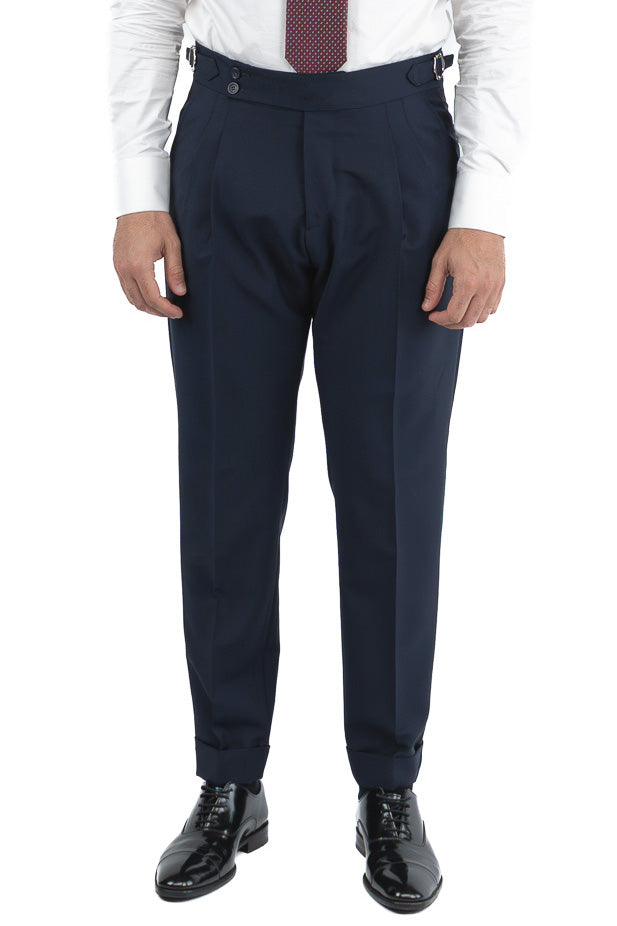 Abito uomo blu lana mohair TessutiVitale Barberis Canonico completamente sfoderato con Rever a lancia e tasche a filetto