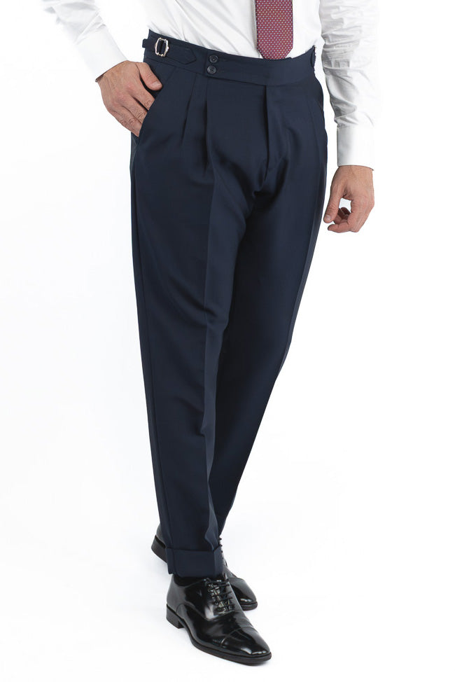 Abito uomo blu lana mohair TessutiVitale Barberis Canonico completamente sfoderato con Rever a lancia e tasche a filetto
