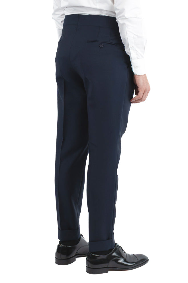 Abito uomo blu lana mohair TessutiVitale Barberis Canonico completamente sfoderato con Rever a lancia e tasche a filetto