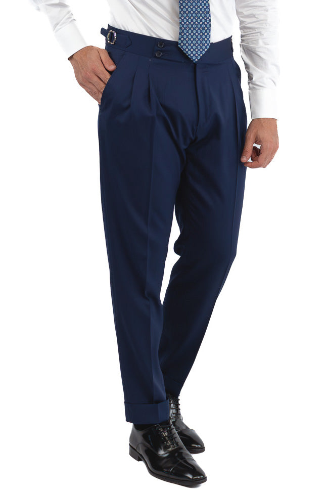 Abito blu royal monopetto fresco lana TessutiVitale Barberis Canonico completamente sfoderato con Rever a lancia e tasche a filetto