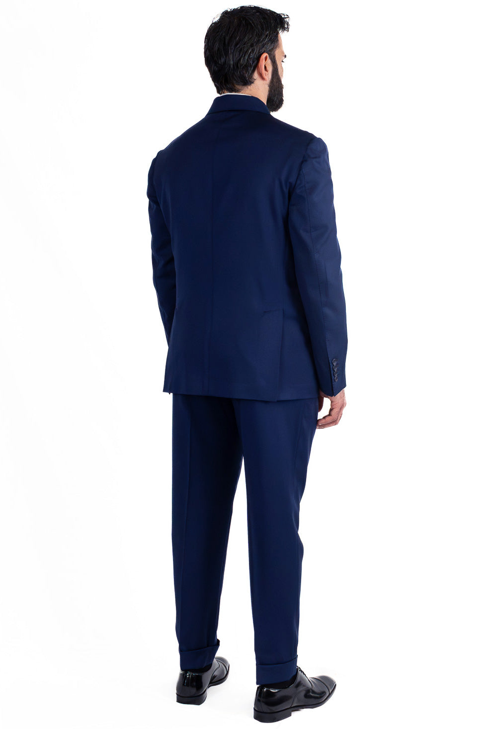 Abito blu royal doppiopetto fresco lana TessutiVitale Barberis Canonico completamente sfoderato con Rever a lancia e tasche a filetto
