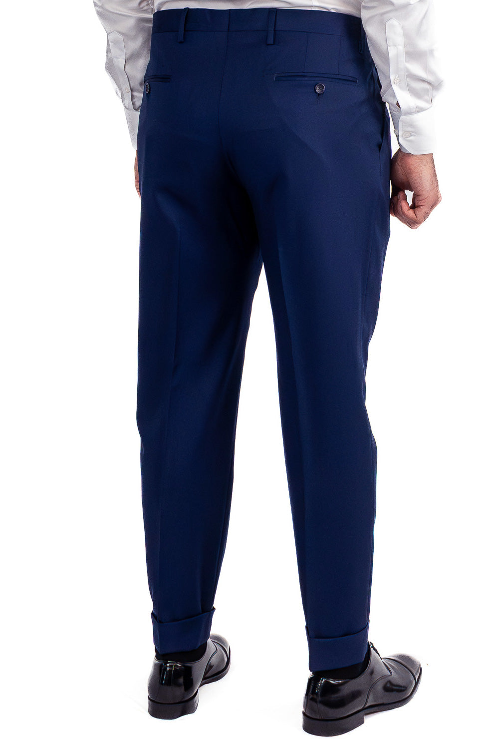 Abito blu royal doppiopetto fresco lana TessutiVitale Barberis Canonico completamente sfoderato con Rever a lancia e tasche a filetto