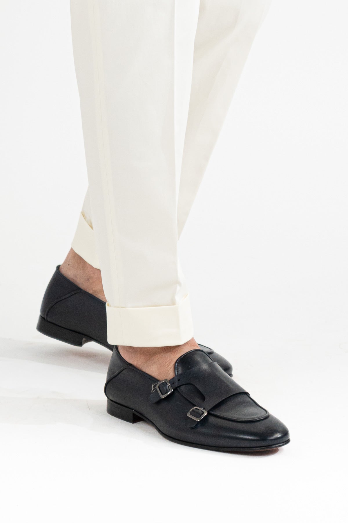 Pantalone uomo panna senza pinces tasca america in cotone leggermente elastico risvolto 5cm made in italy