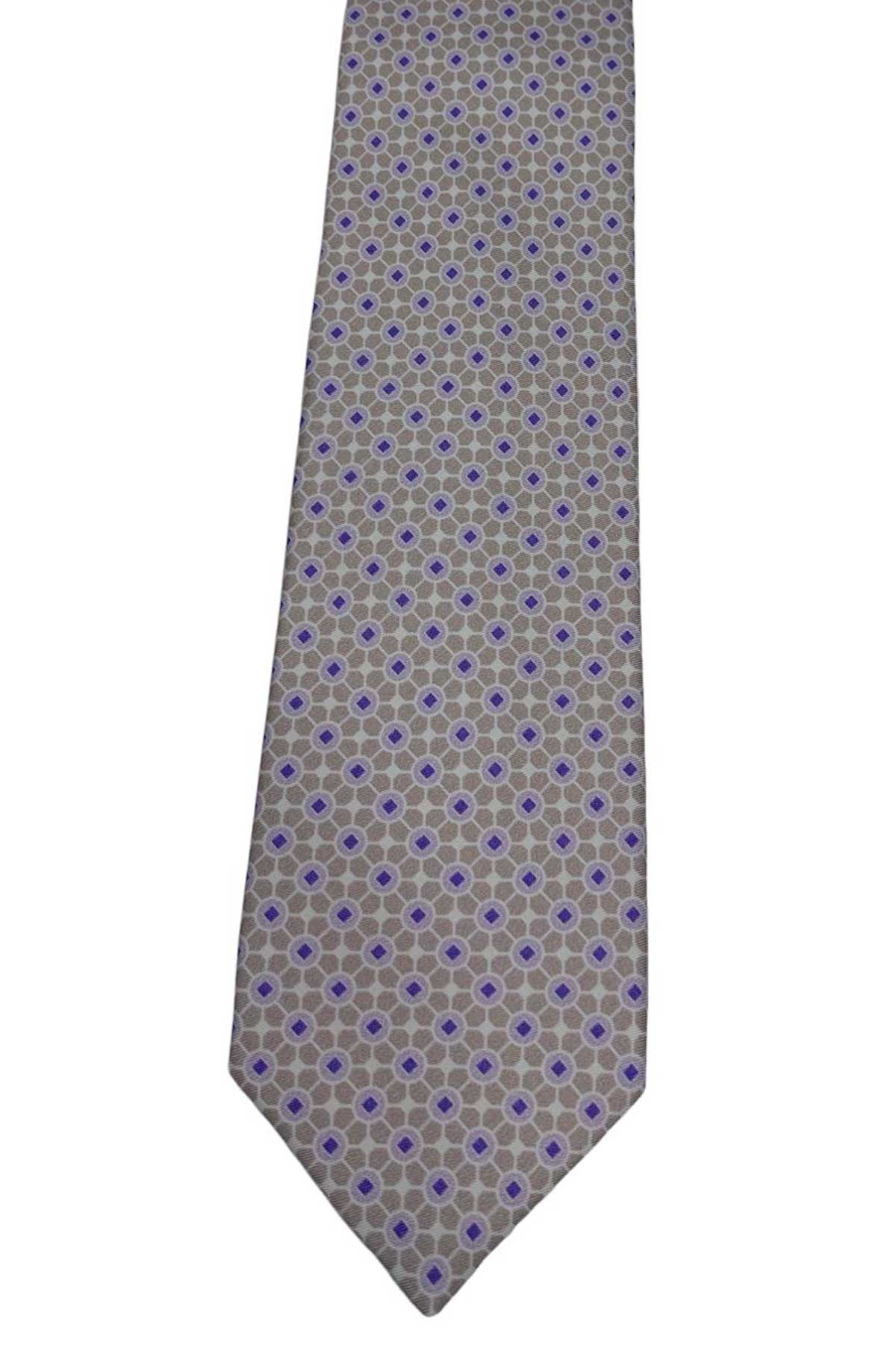 Cravatta uomo Rosa fantasia in pura seta cucita a mano costruzione 3 piege larghezza 9cm