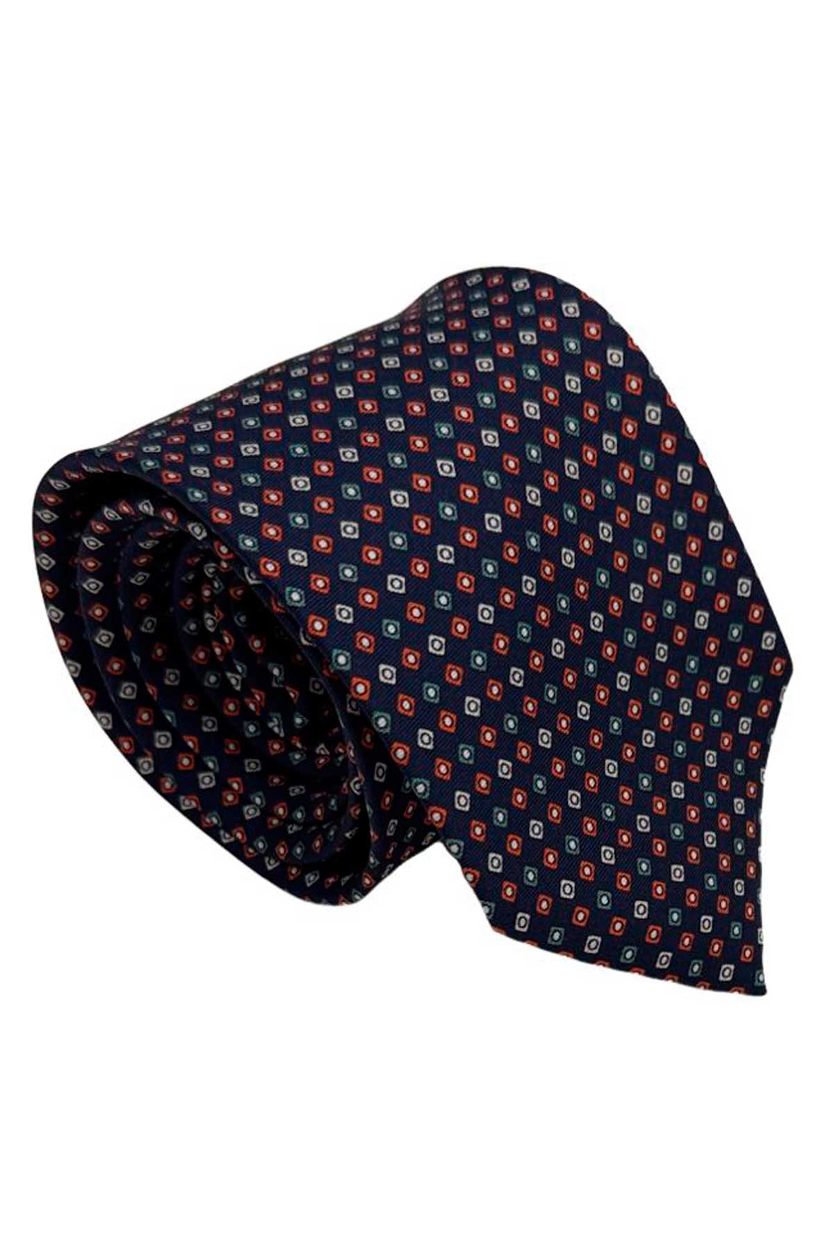 Cravatta uomo Verde fantasia in pura seta cucita a mano costruzione 3 piege larghezza 9cm