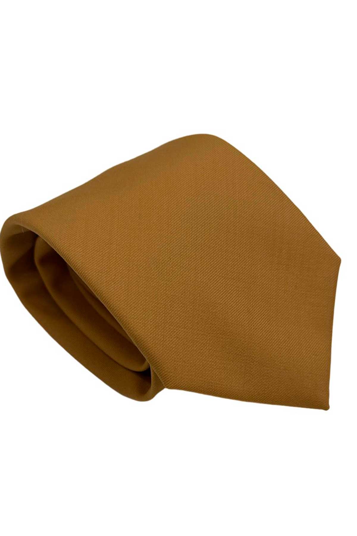 Cravatta uomo senape 9cm fantasia in fresco lana cucita a mano 3 pieghe