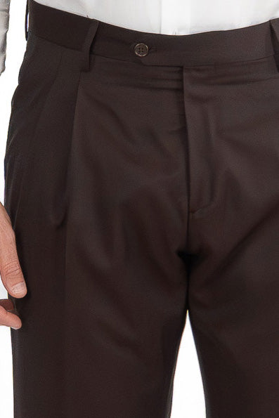 Abito Doppiopetto marrone uomo fresco lana super 130's Tessuti Vitale Barberis Canonico completamente sfoderato con Rever a lancia e tasche a filetto