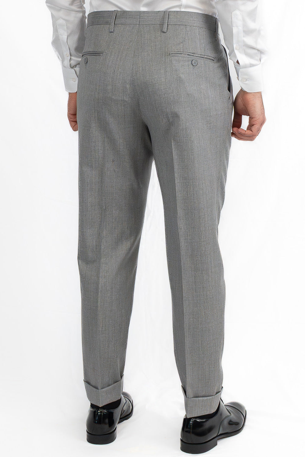 Abito Doppiopetto Grigio Chiaro uomo fresco lana super 130's Tessuti Vitale Barberis Canonico completamente sfoderato con Rever a lancia e tasche a filetto