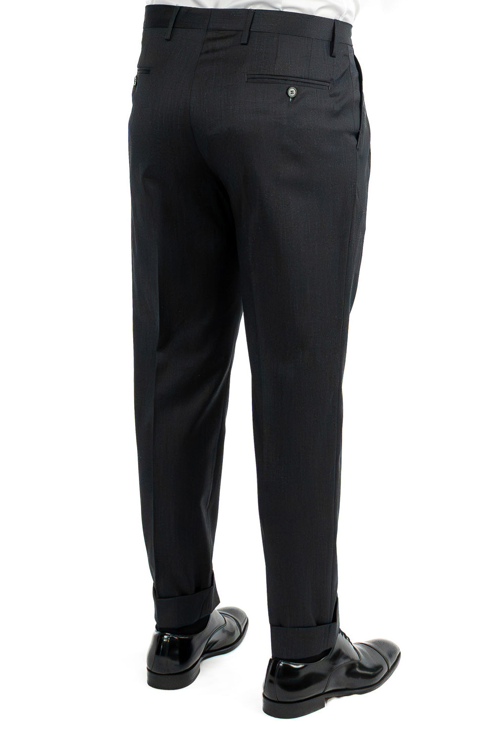 Abito Doppiopetto Grigio Scuro uomo fresco lana super 130's Tessuti Vitale Barberis Canonico completamente sfoderato con Rever a lancia e tasche a filetto