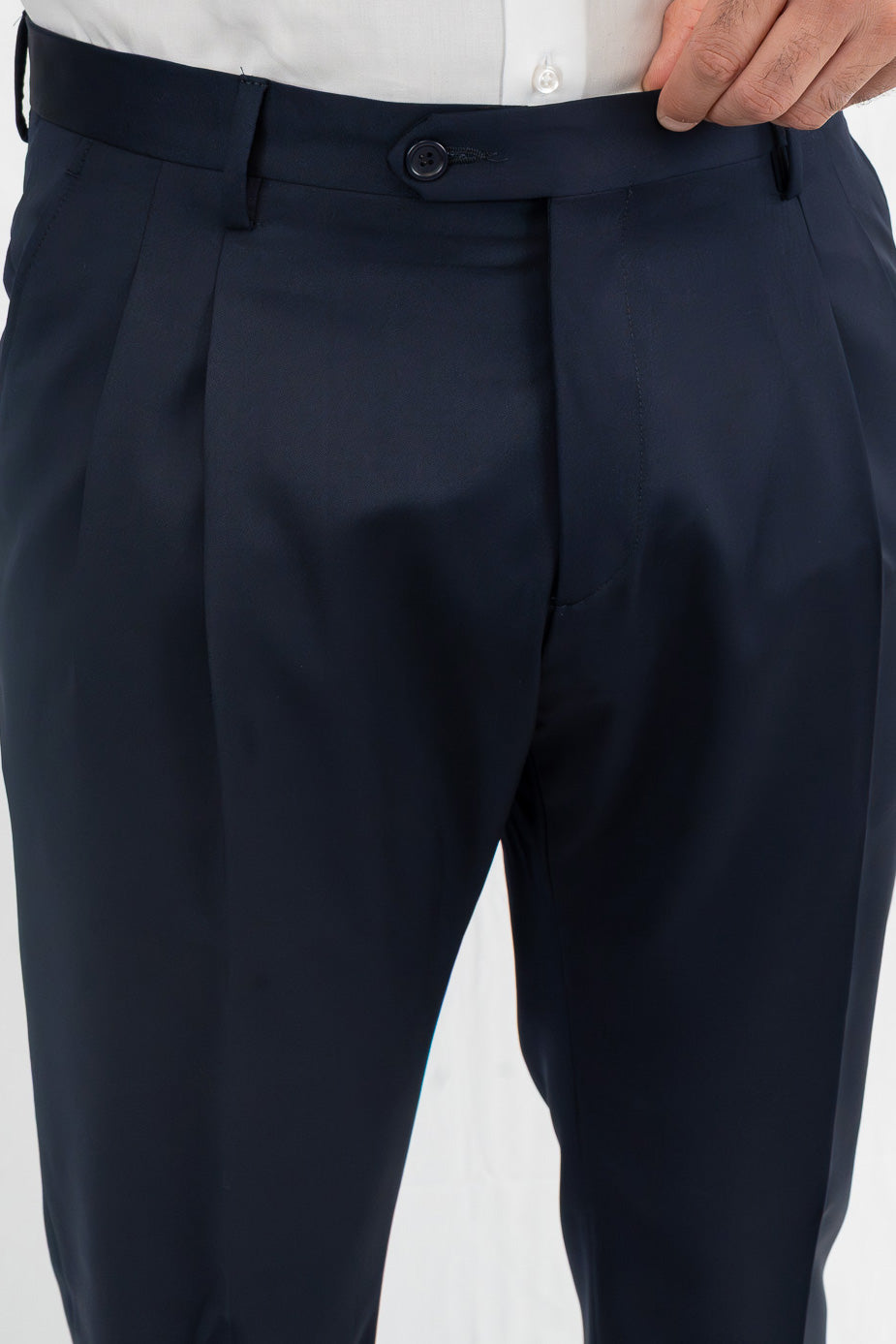 Abito blu navy doppiopetto uomo fresco lana super 130's  TessutiVitale Barberis Canonico completamente sfoderato con Rever a lancia e tasche a filetto