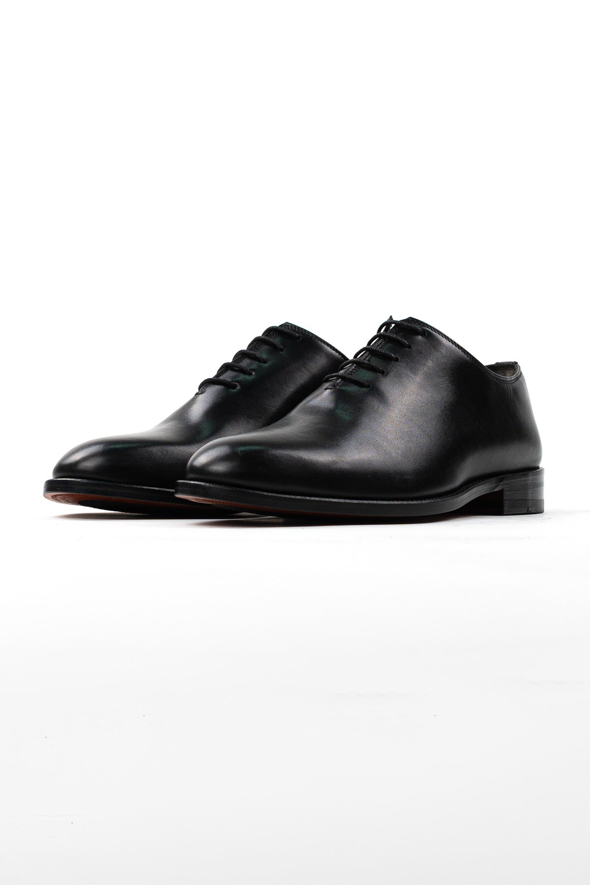 Scarpe Uomo Oxford nere in vera pelle di vitello matta con suola in cuoio made in italy