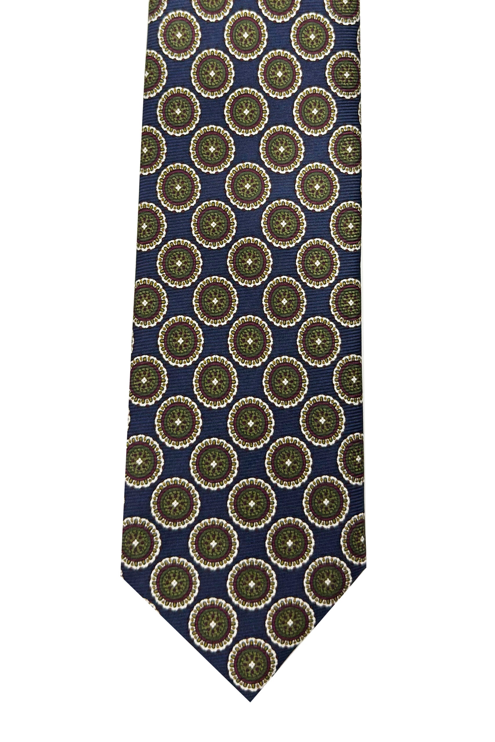 Cravatta uomo blu 9cm fantasia in pura seta cucita a mano 3 pieghe