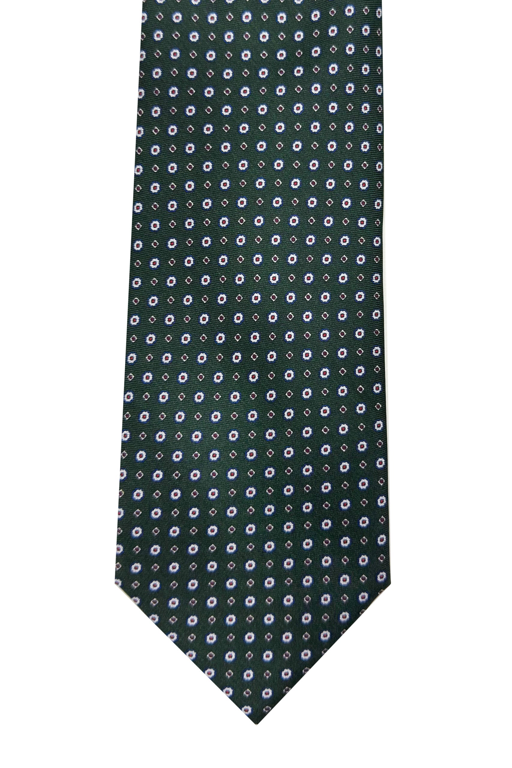 Cravatta uomo Verde 9cm fantasia in pura seta cucita a mano 3 pieghe