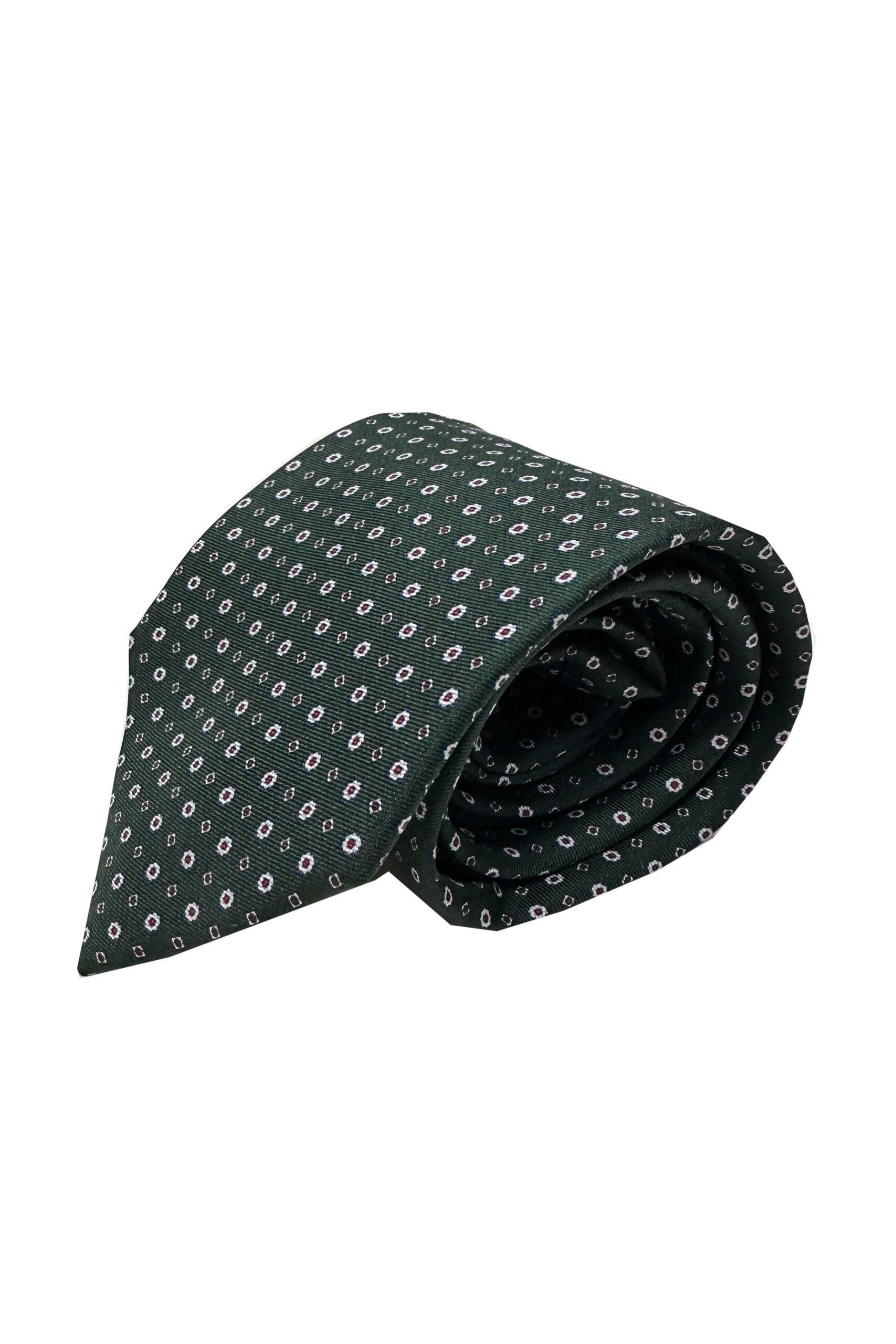 Cravatta uomo Verde 9cm fantasia in pura seta cucita a mano 3 pieghe