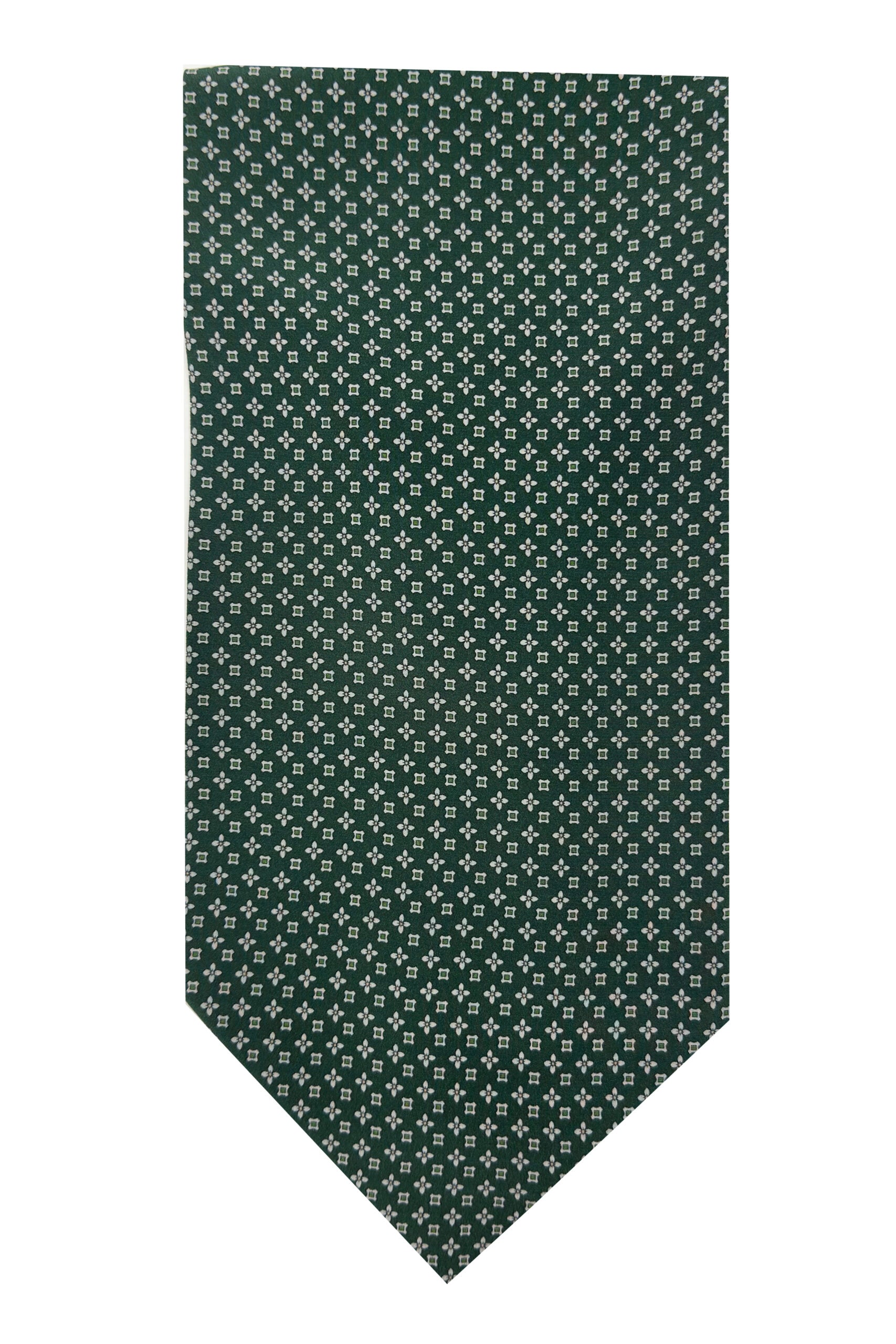 Ascot da uomo verde fantasia in pura seta fatto a mano