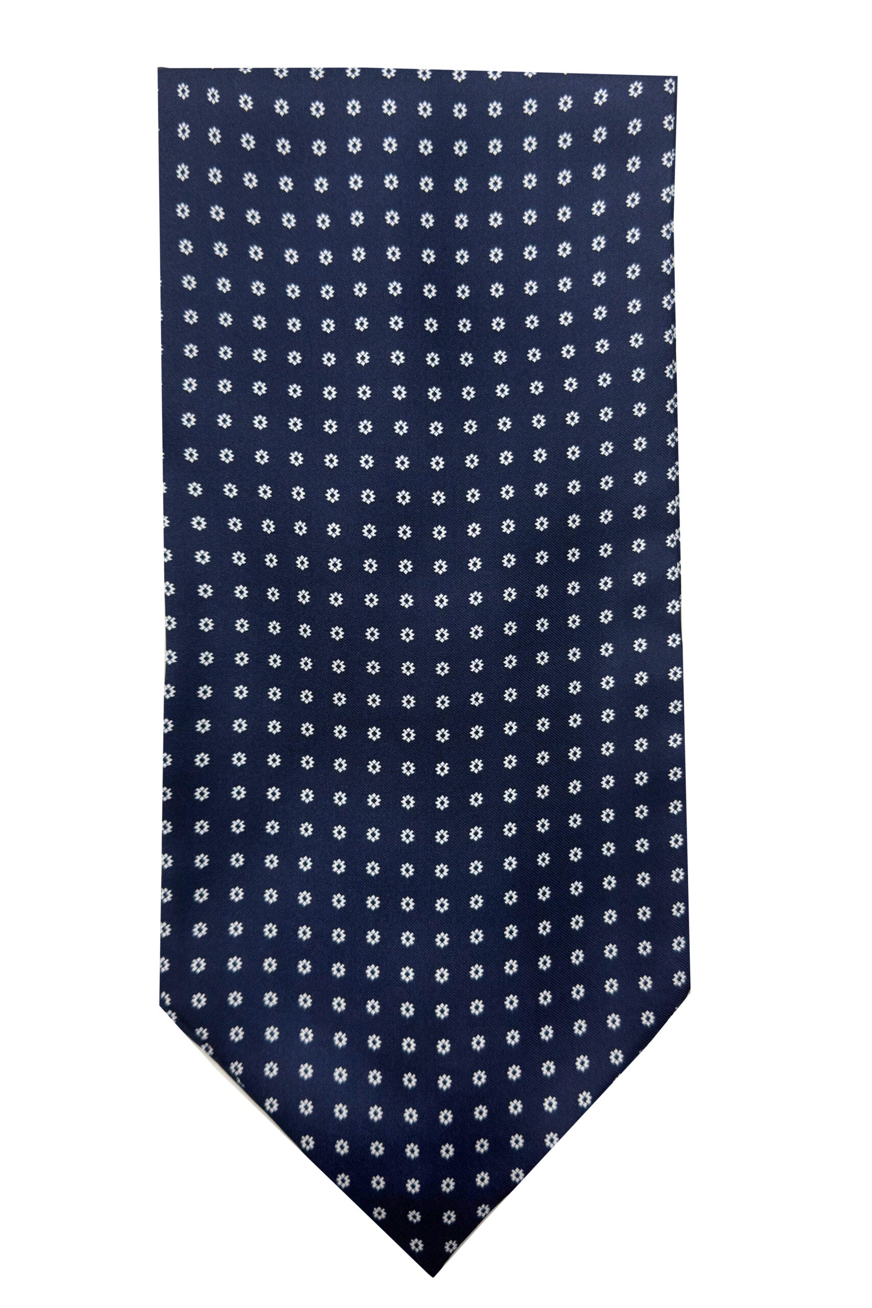 Ascot da uomo Blu fantasia in pura seta fatto a mano
