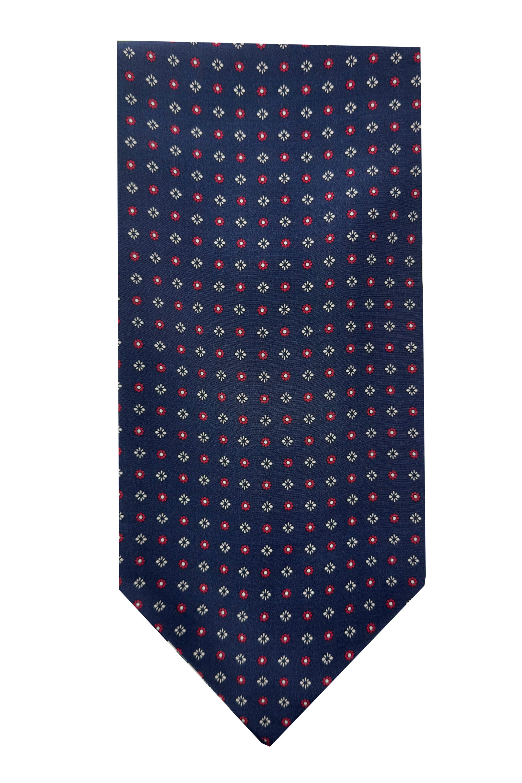 Ascot da uomo Blu fantasia in pura seta fatto a mano