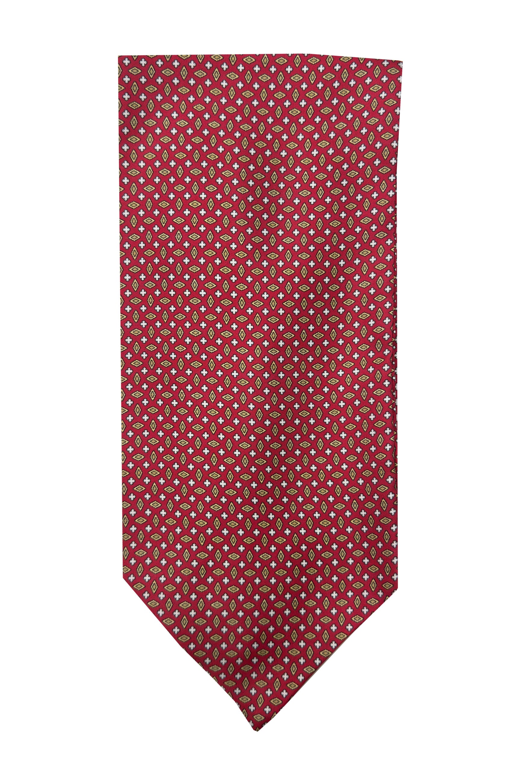Ascot da uomo Rosso fantasia in pura seta fatto a mano