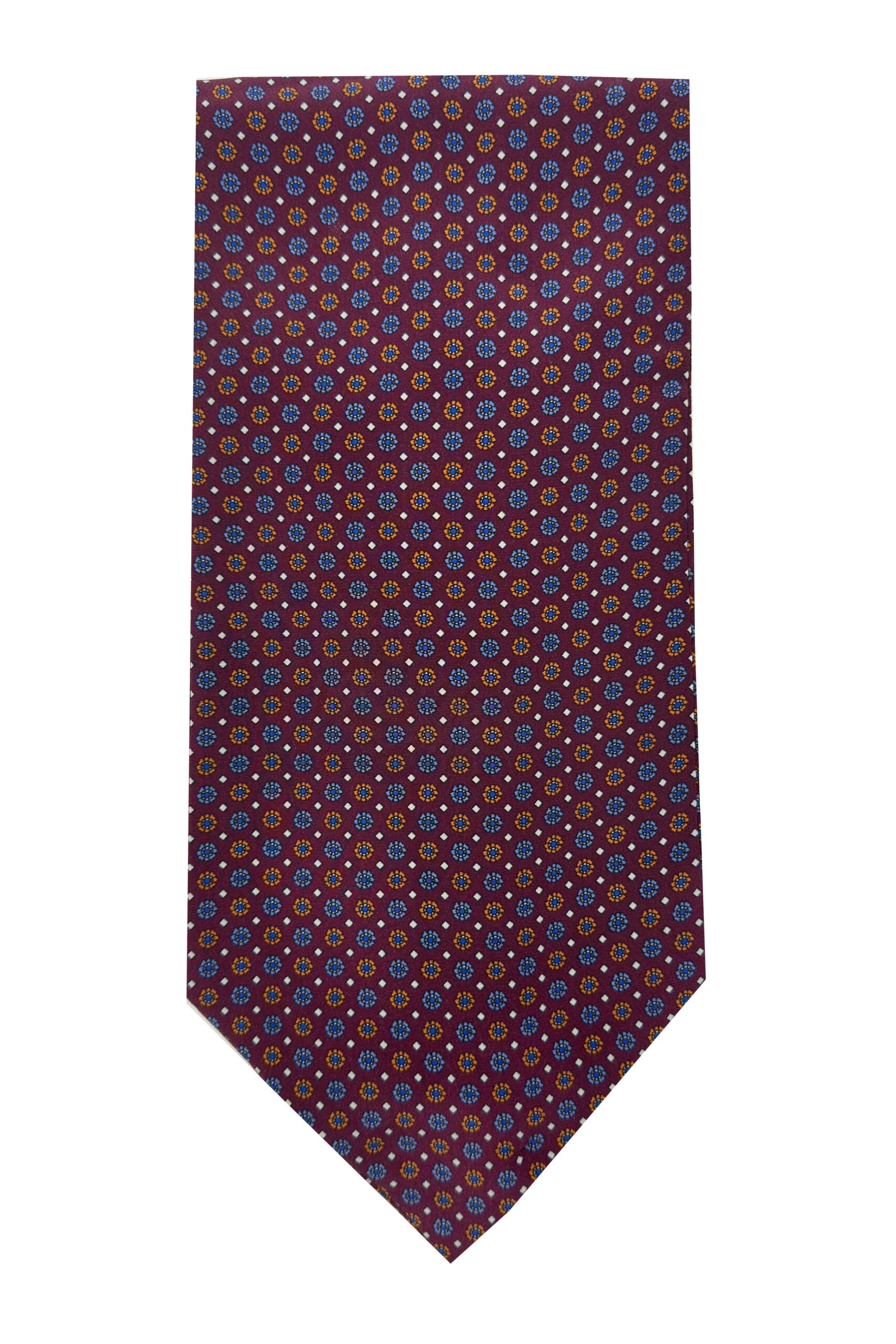 Ascot da uomo Bordeaux fantasia in pura seta fatto a mano