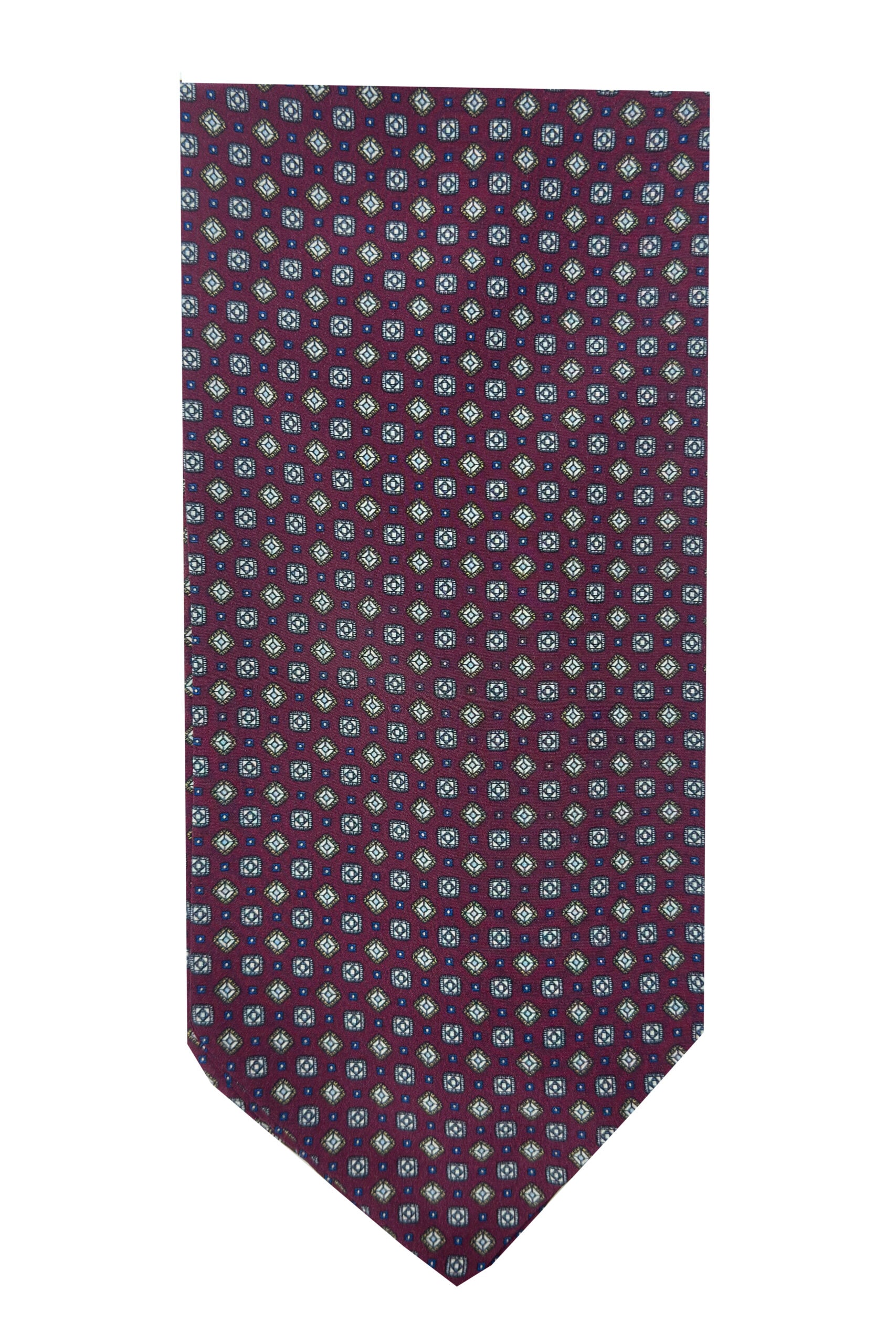 Ascot da uomo Bordeaux fantasia in pura seta fatto a mano