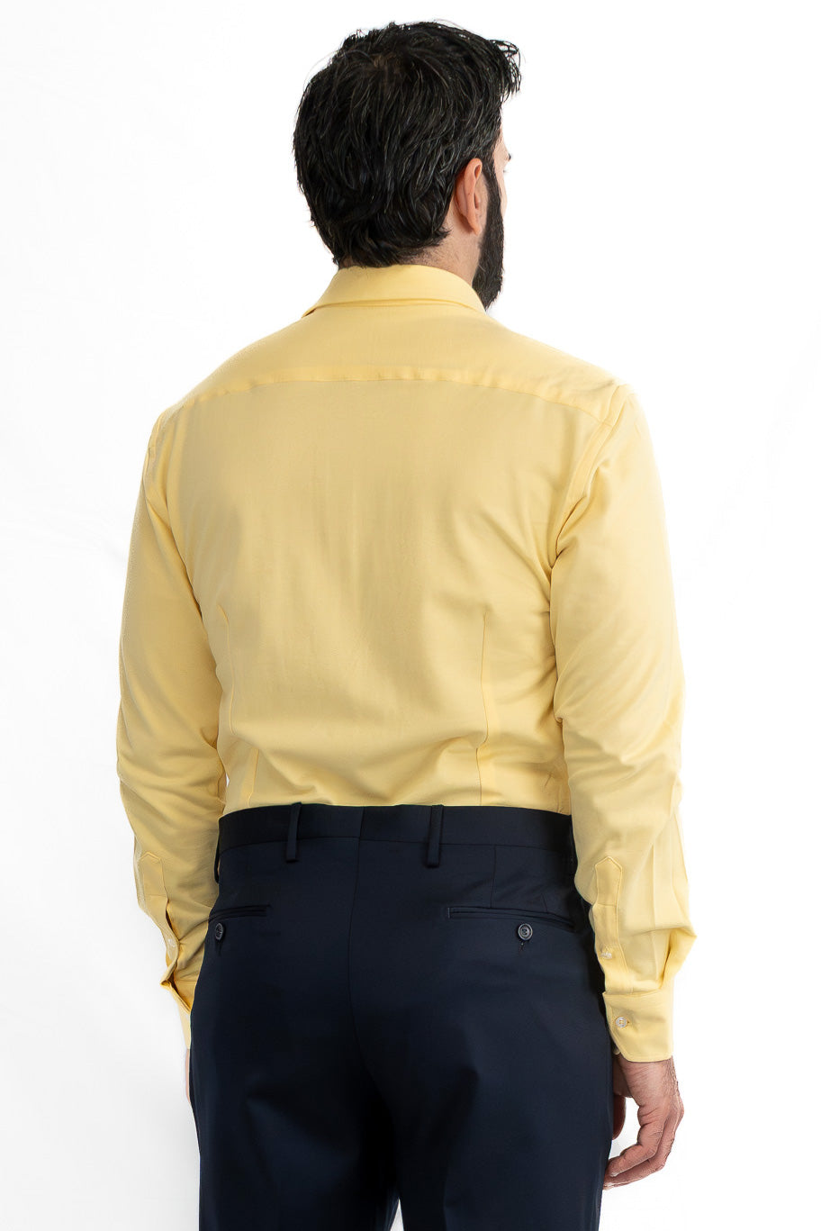 Camicia Uomo Gialla in piquet slim fit cotone 100% Collo semi francese tinta unita sartoriale.