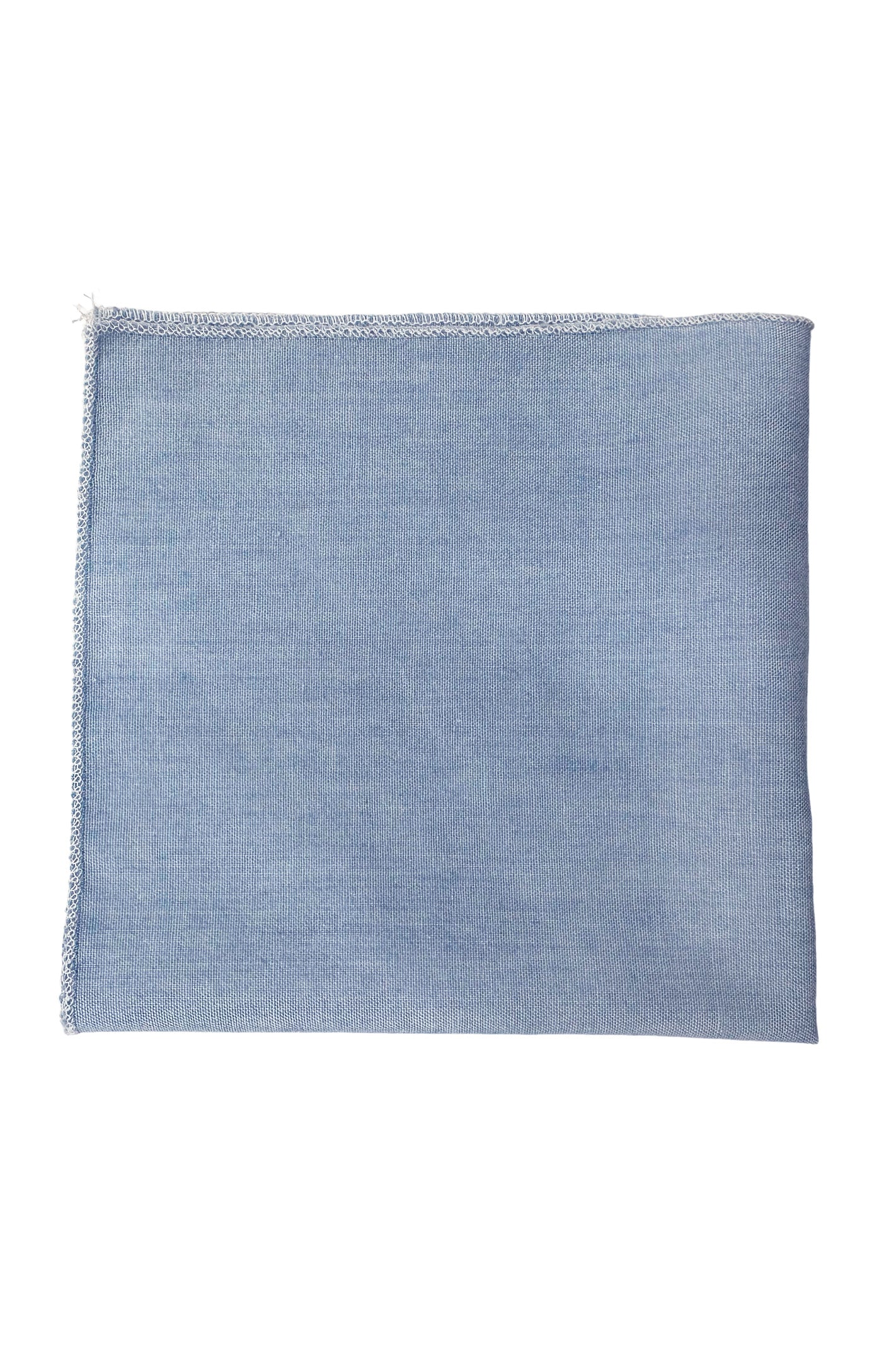 Pochette uomo Celeste tinta unita con bordino in tinta lino 100%