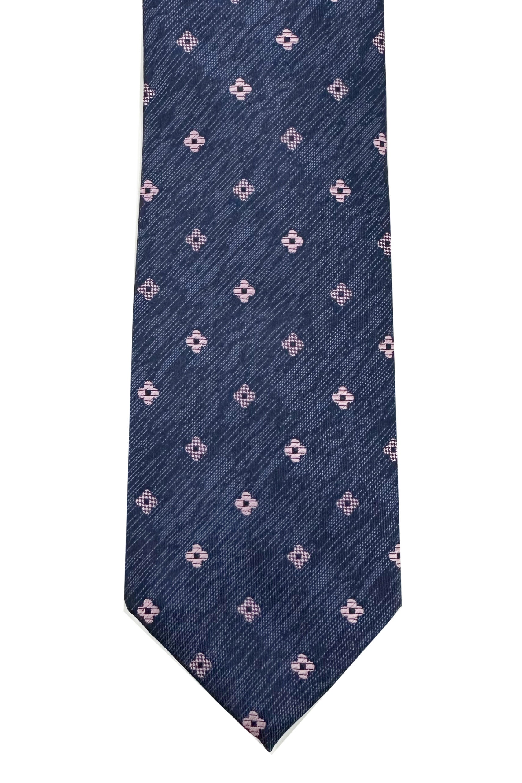Cravatta uomo blu 9cm fantasia in pura seta cucita a mano