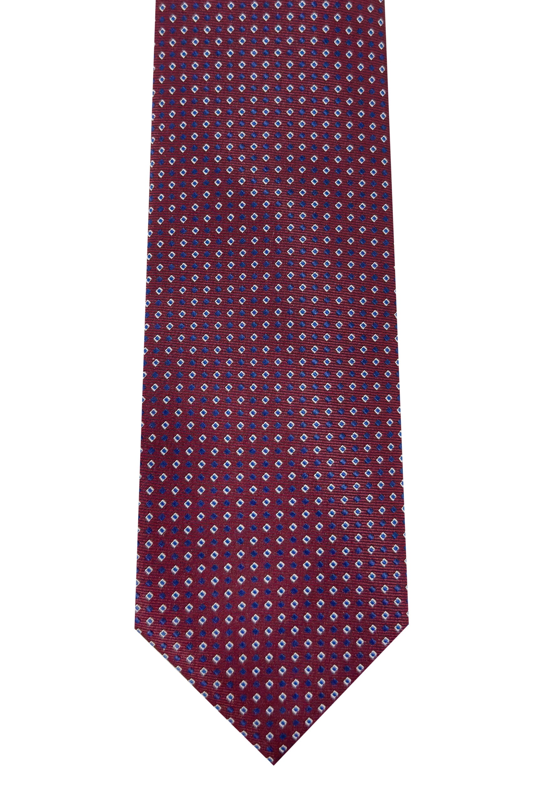Cravatta uomo bordeaux 9cm fantasia in pura seta cucita a mano