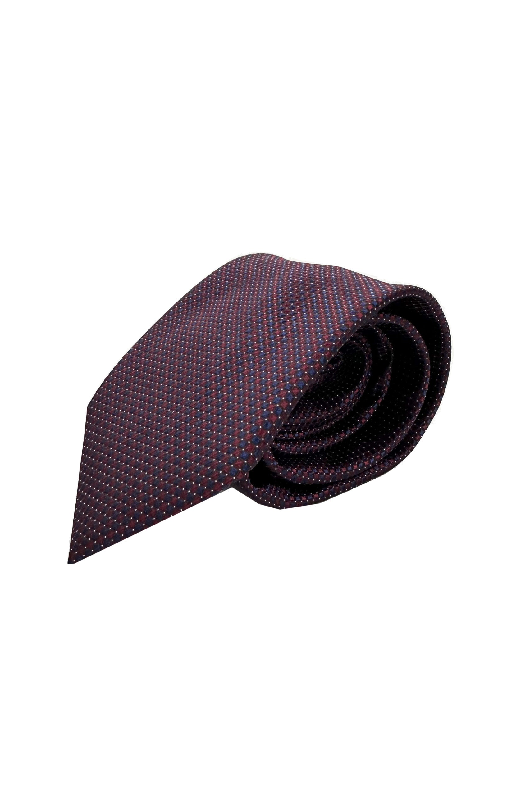 Cravatta uomo bordeaux 9cm fantasia in pura seta cucita a mano