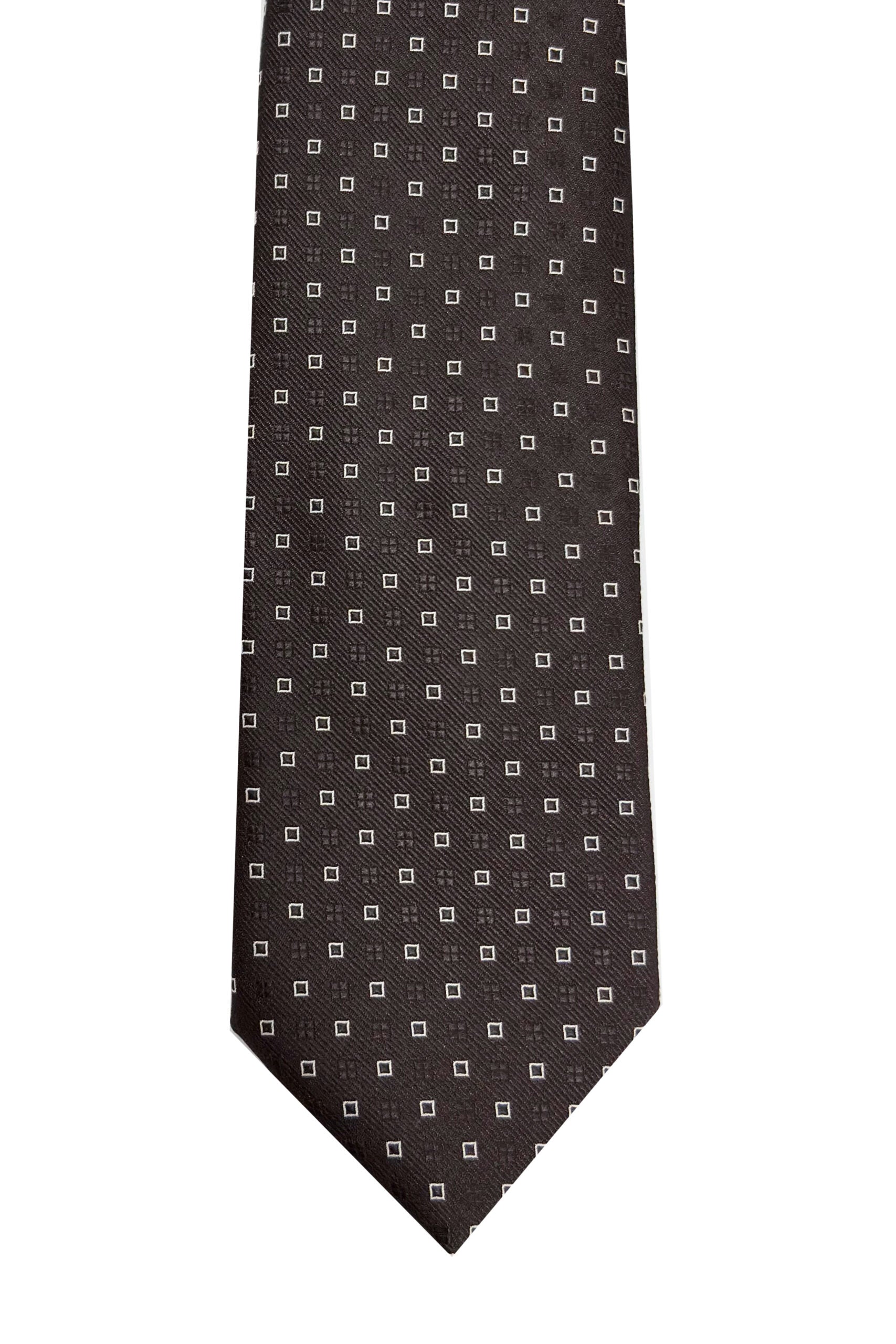 Cravatta uomo Marrone 9cm fantasia in pura seta cucita a mano