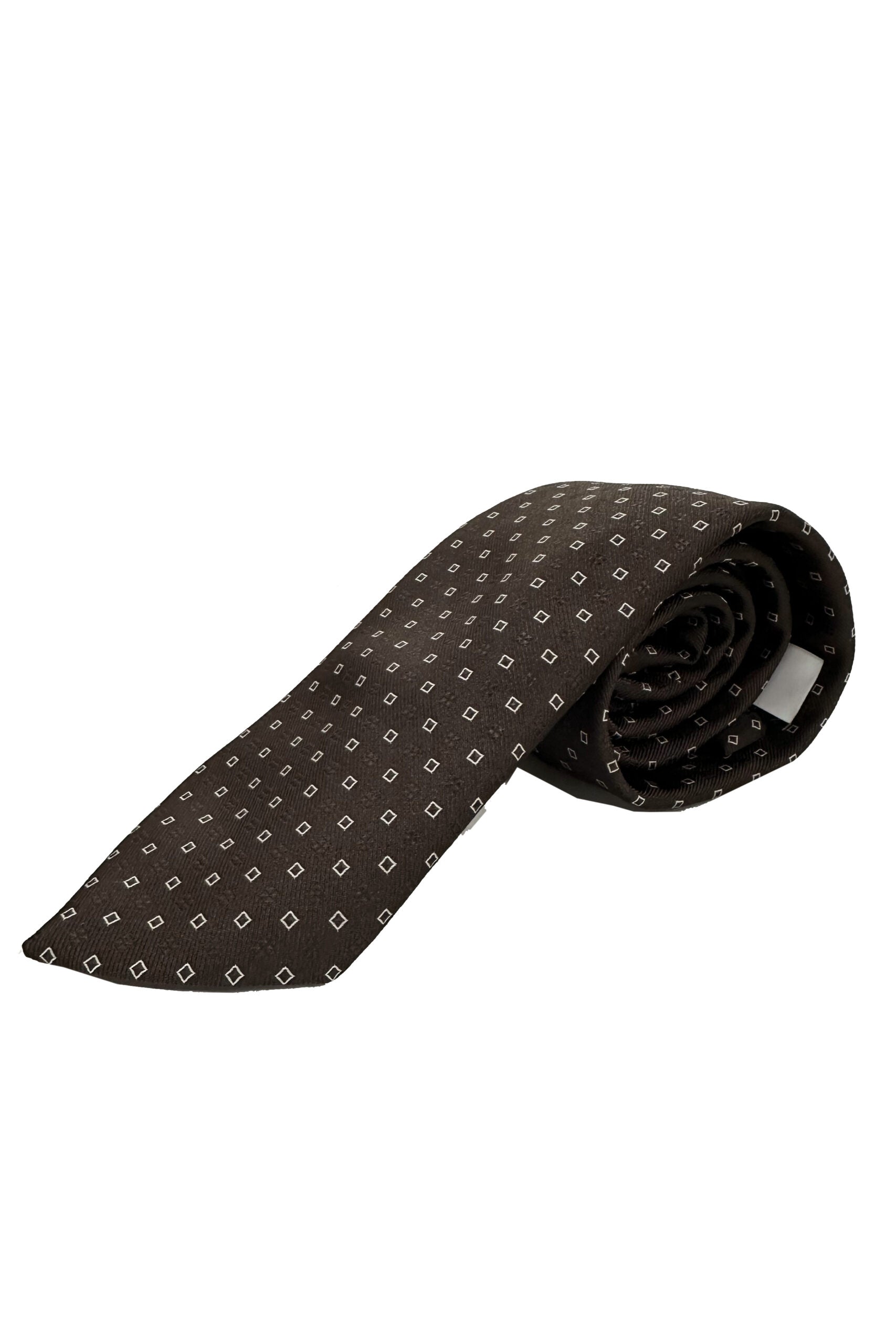 Cravatta uomo Marrone 9cm fantasia in pura seta cucita a mano