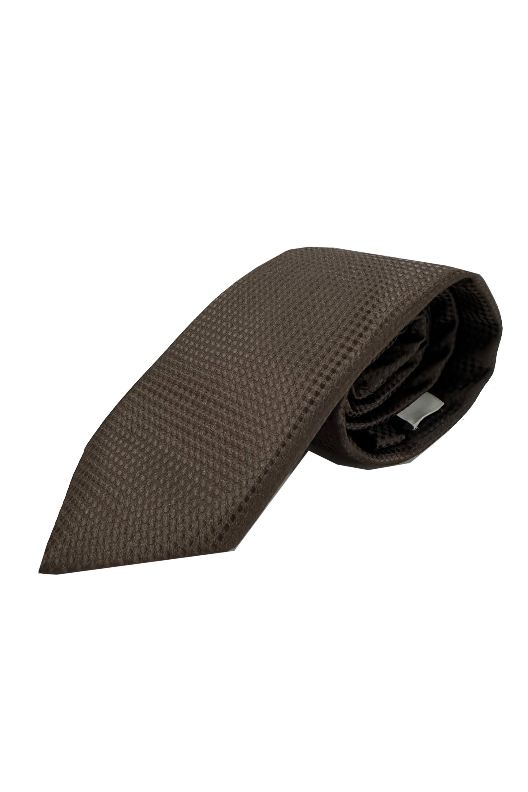 Cravatta uomo Marrone 9cm fantasia in pura seta cucita a mano