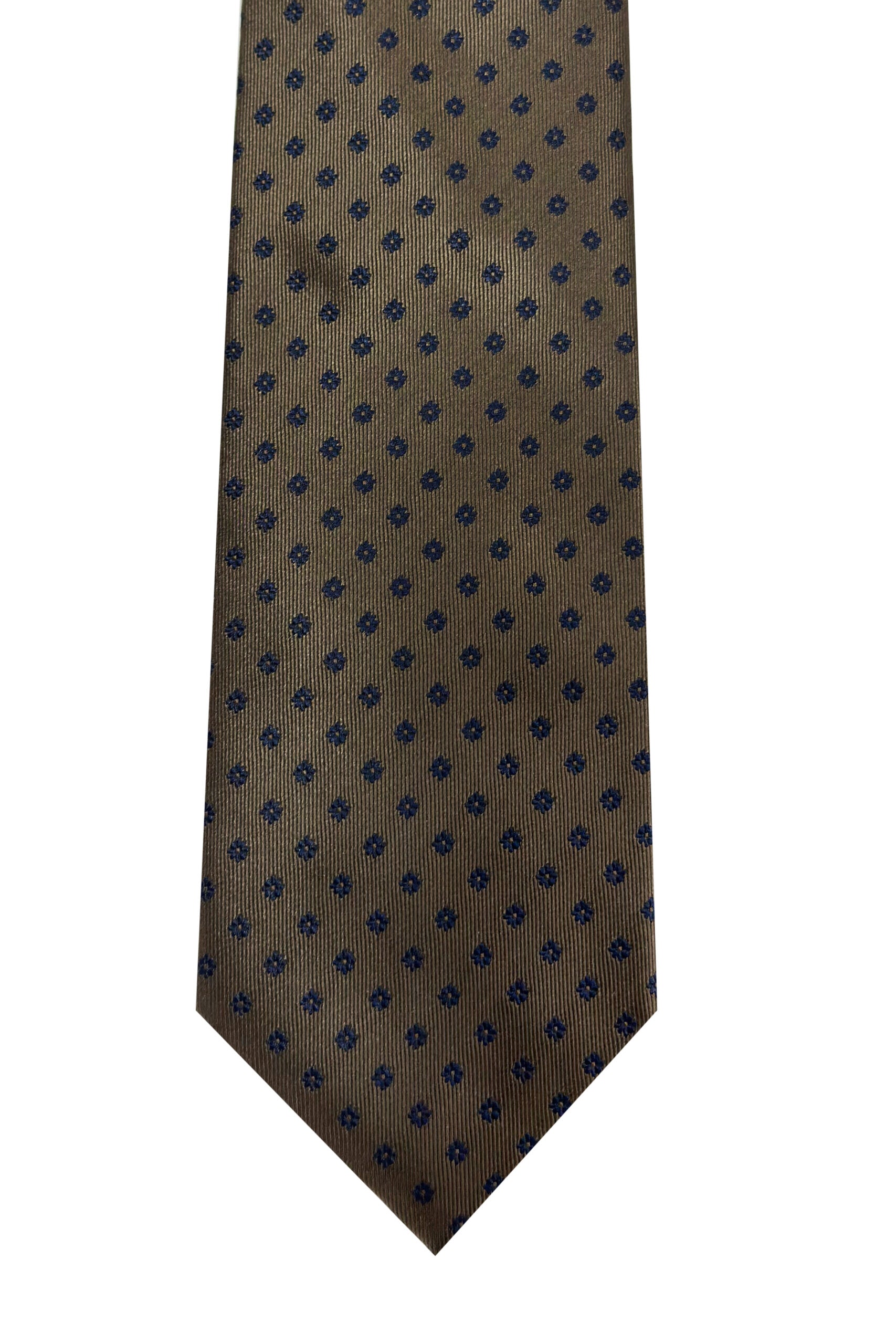 Cravatta uomo Marrone 9cm fantasia in pura seta cucita a mano