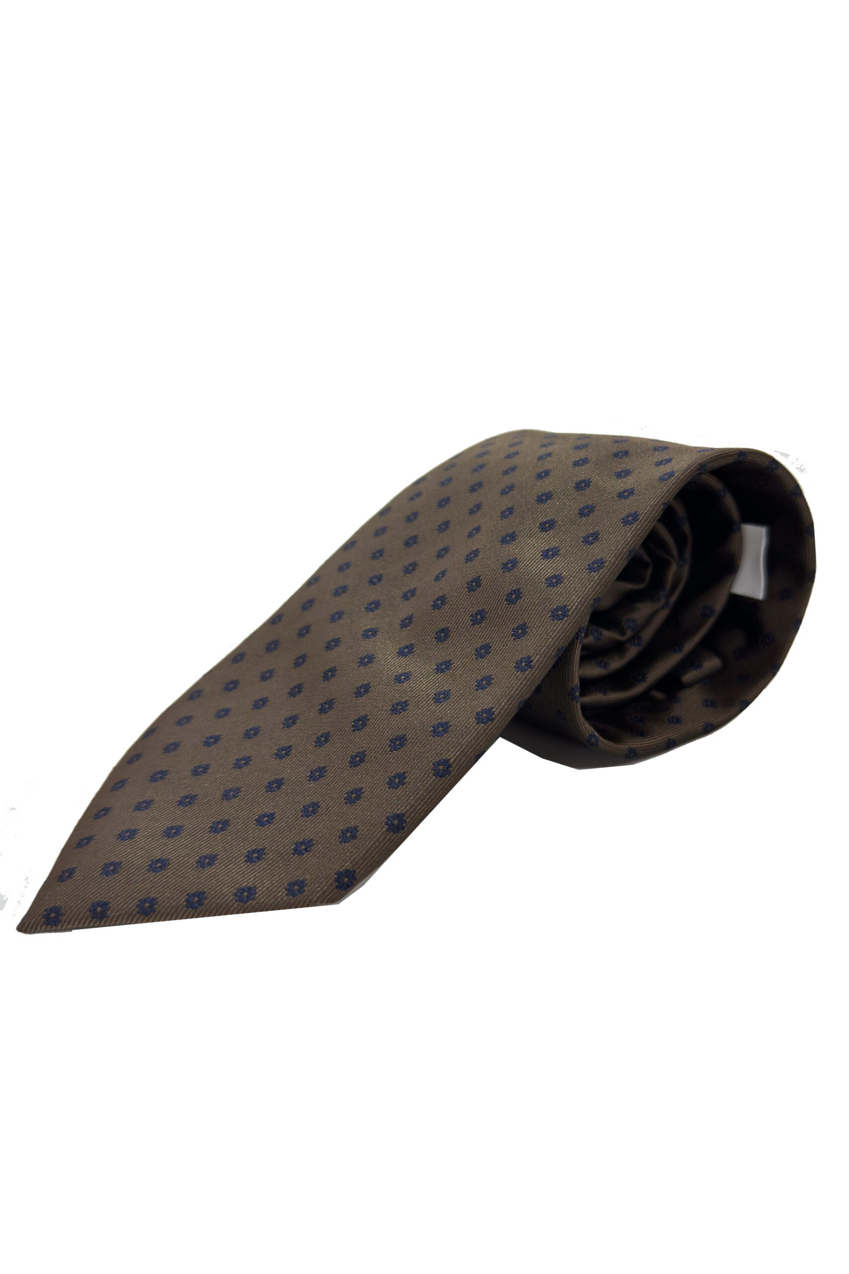 Cravatta uomo Marrone 9cm fantasia in pura seta cucita a mano