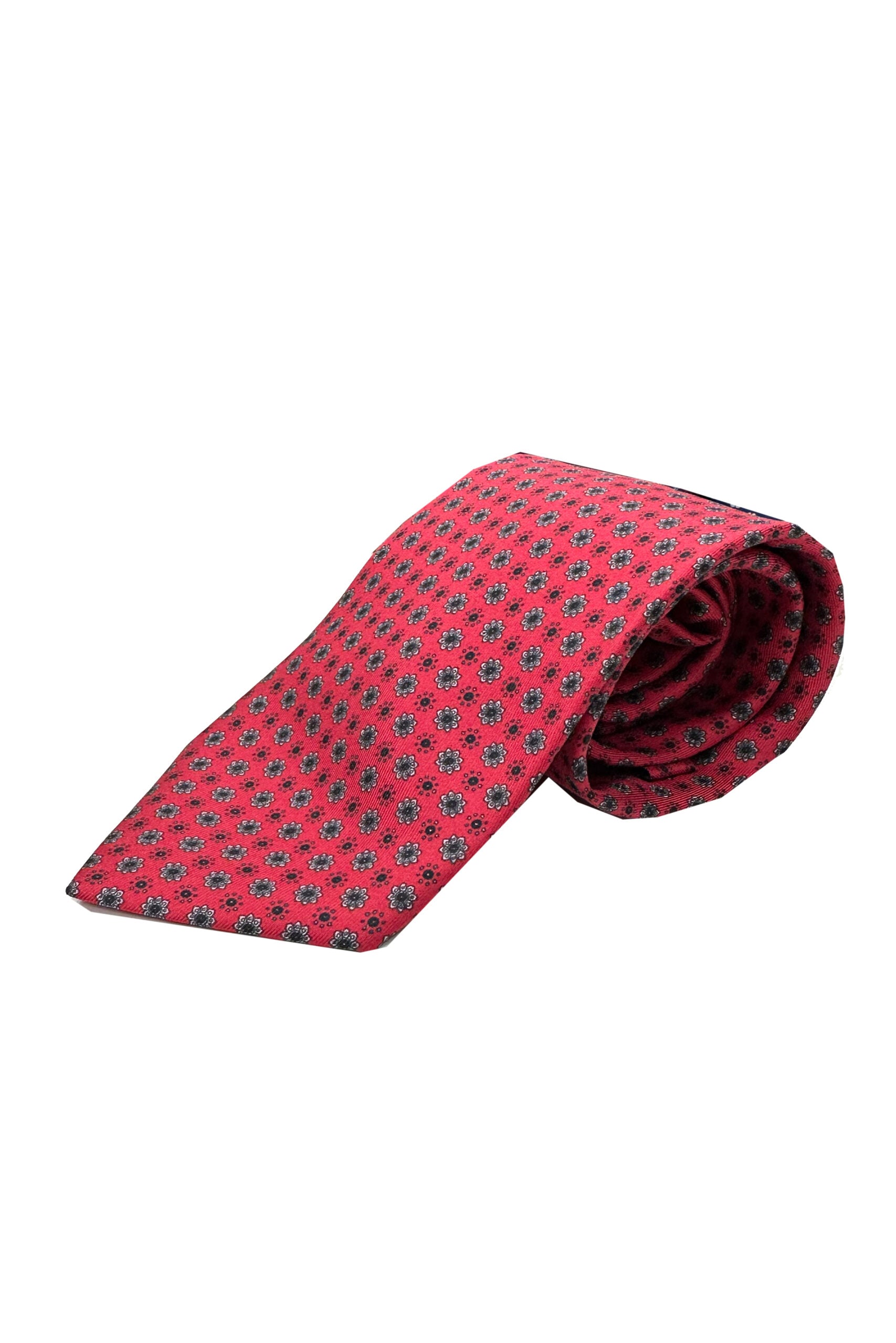 Cravatta uomo bordeaux 9cm fantasia in pura seta cucita a mano
