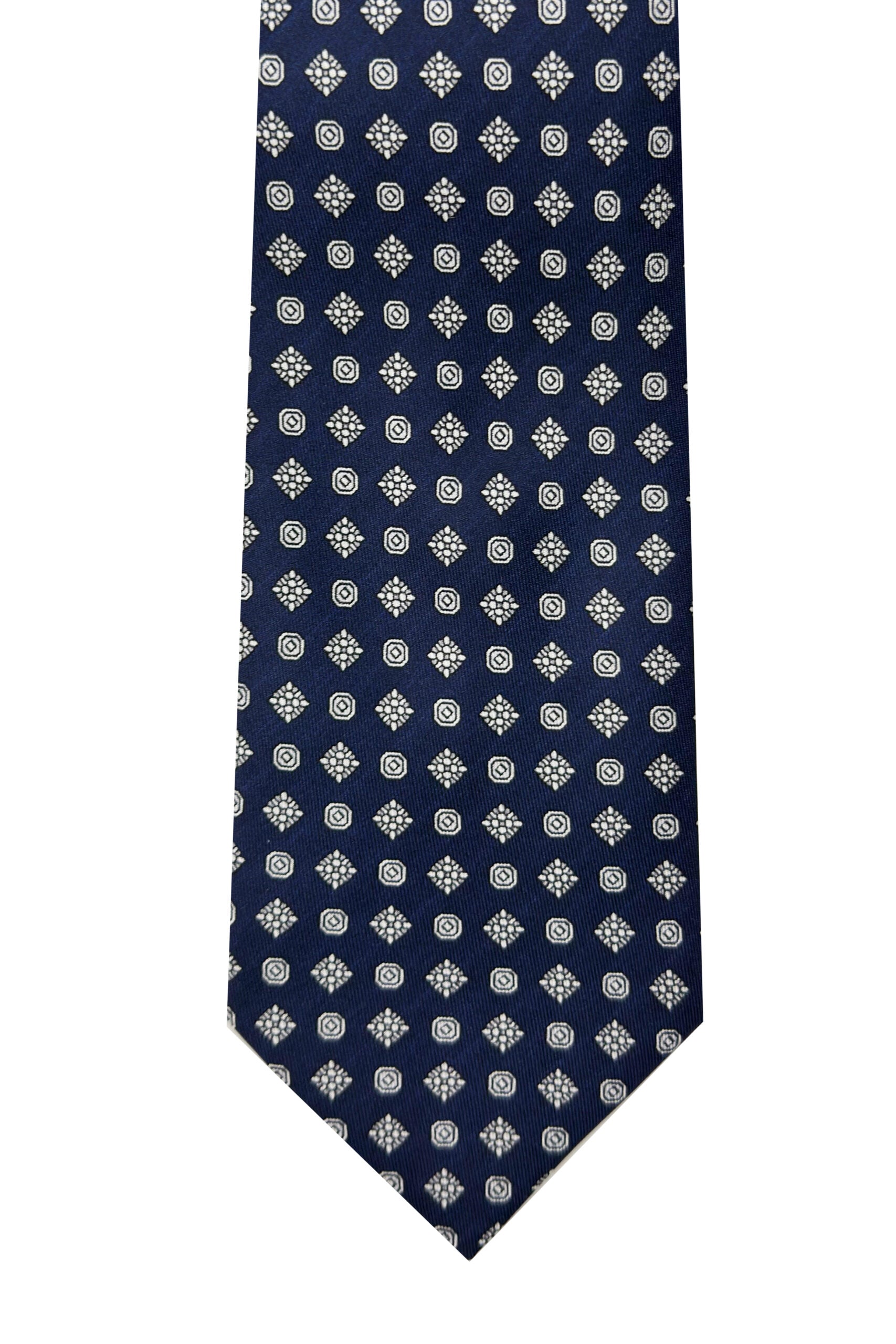 Cravatta uomo blu 9cm fantasia in pura seta cucita a mano