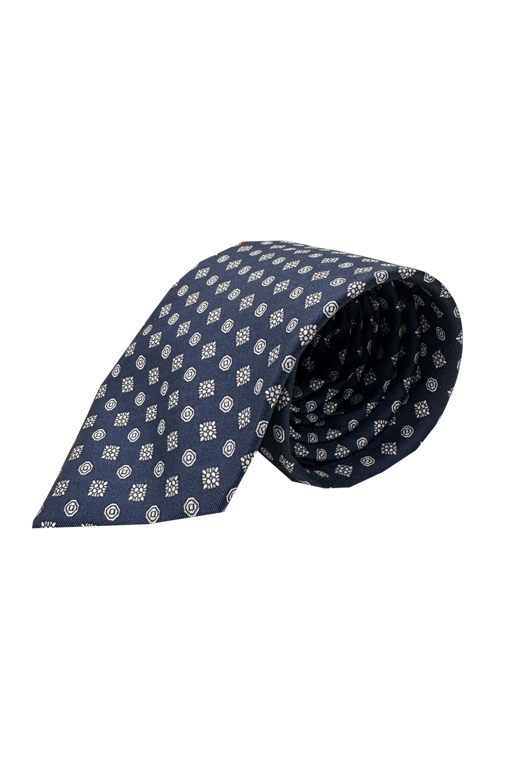 Cravatta uomo blu 9cm fantasia in pura seta cucita a mano