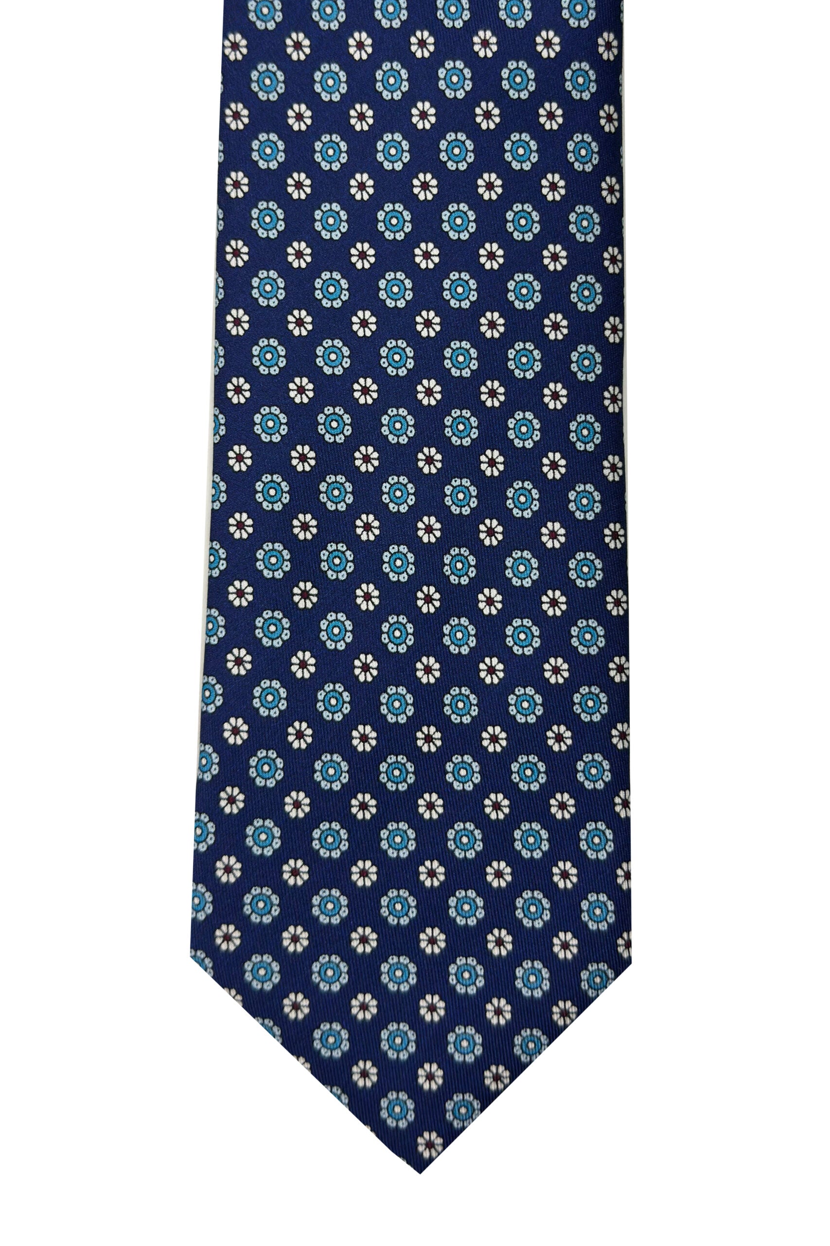 Cravatta uomo blu 9cm fantasia in pura seta cucita a mano