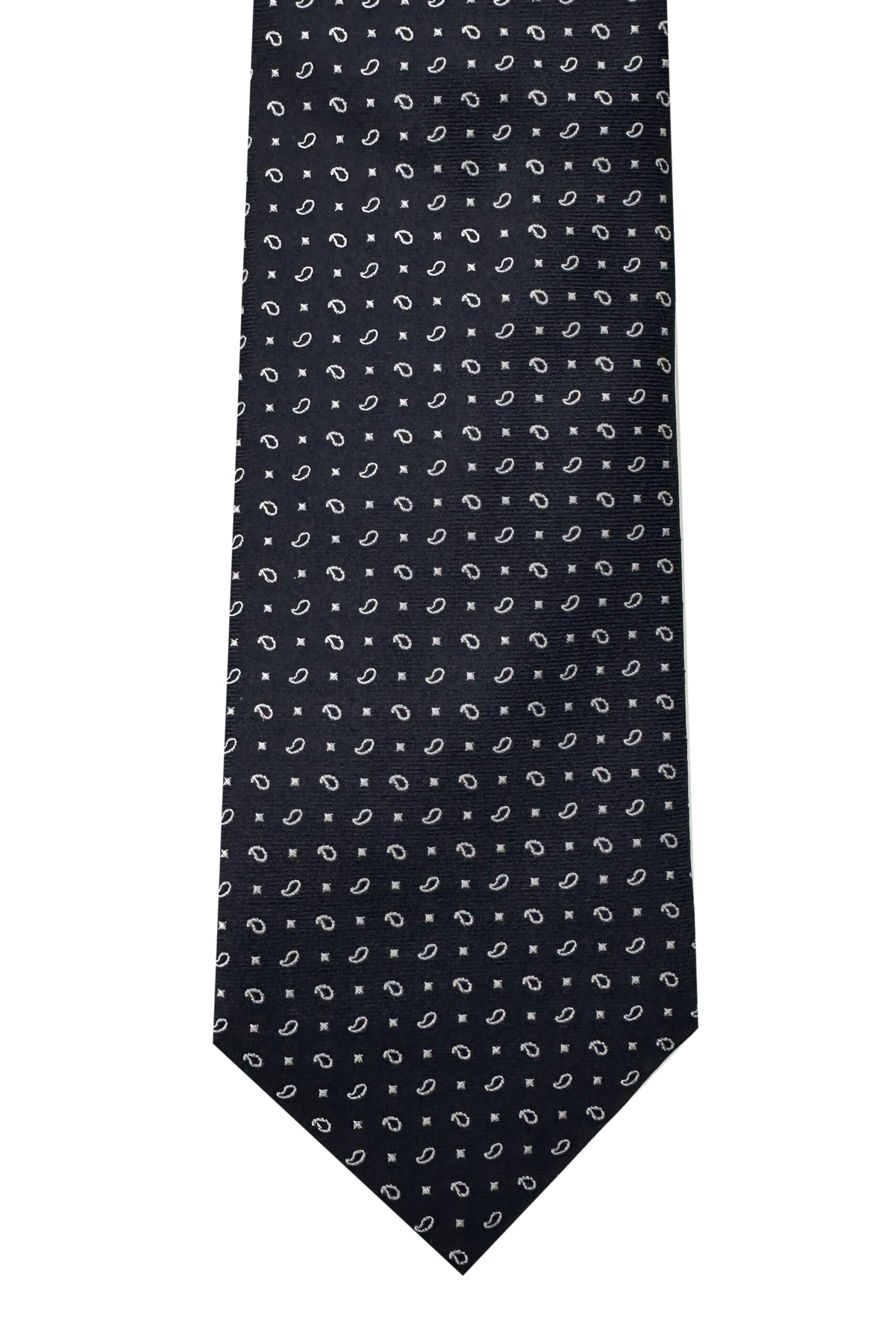 Cravatta uomo blu 9cm fantasia in pura seta cucita a mano